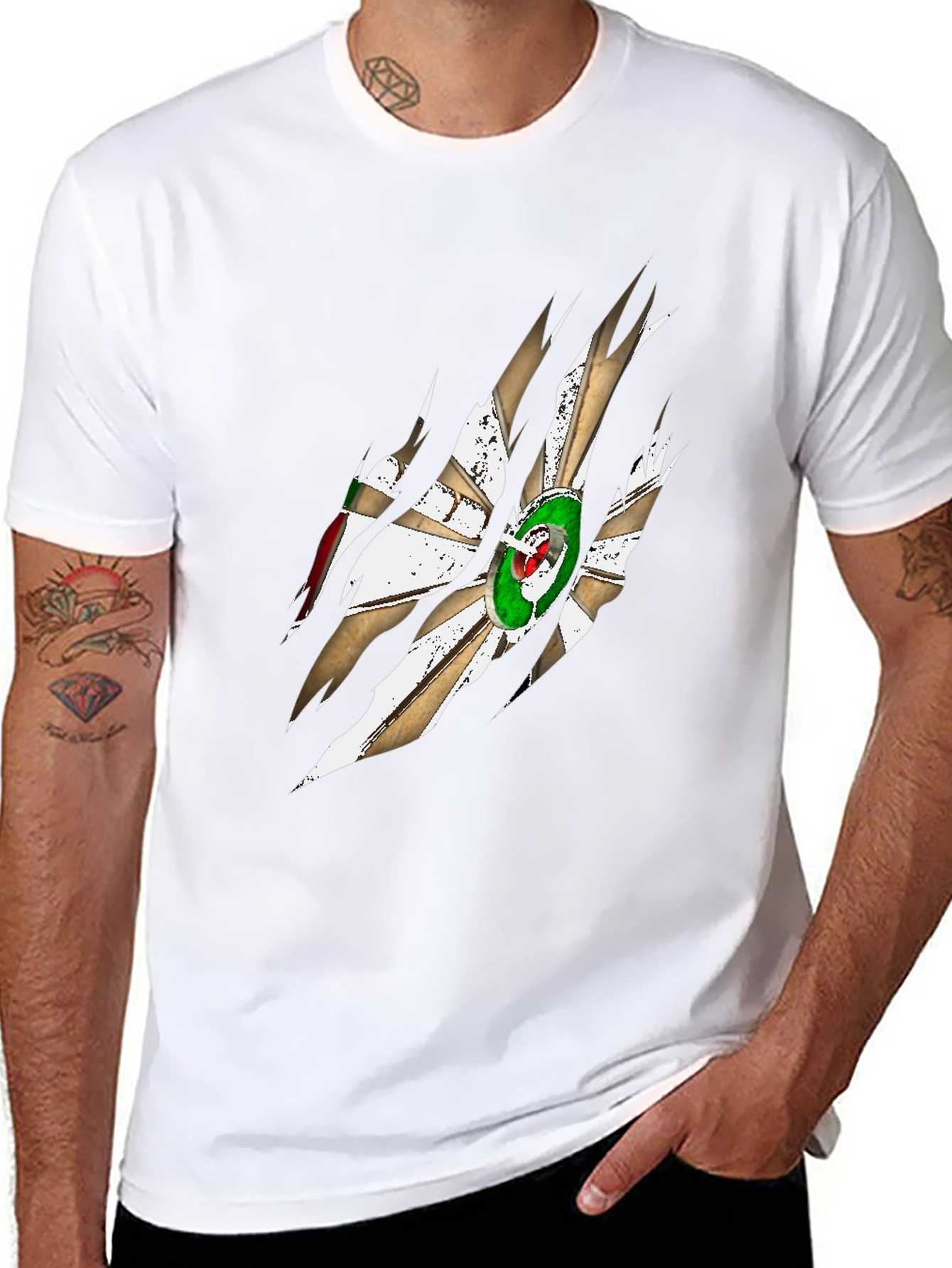 Algeria Flag Claw Mark Graphic Mens T-Shirt