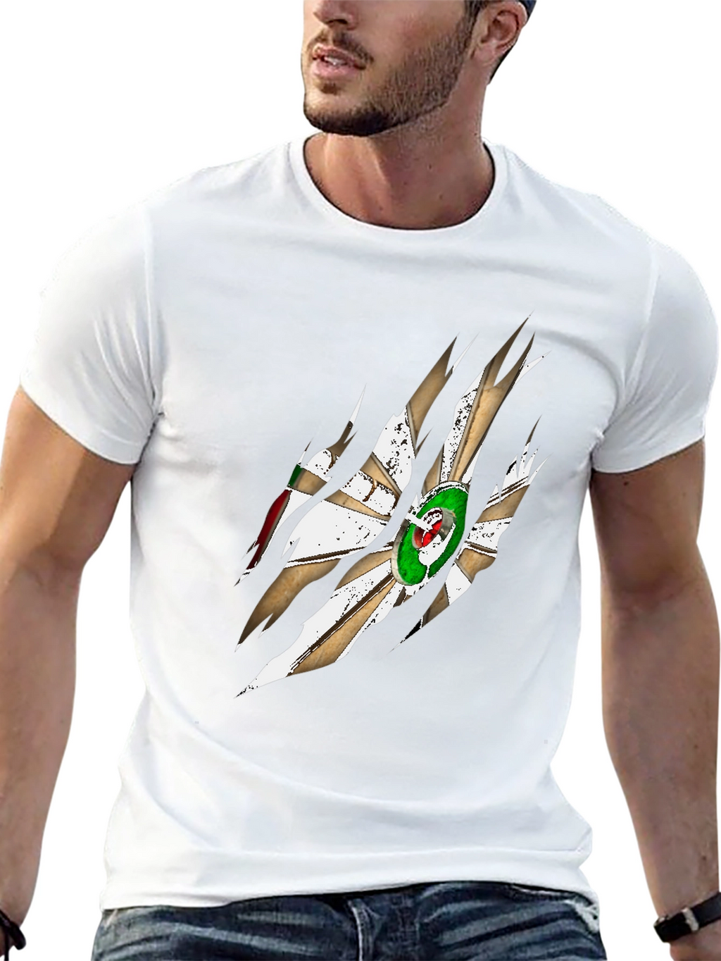 Algeria Flag Claw Mark Graphic Mens T-Shirt