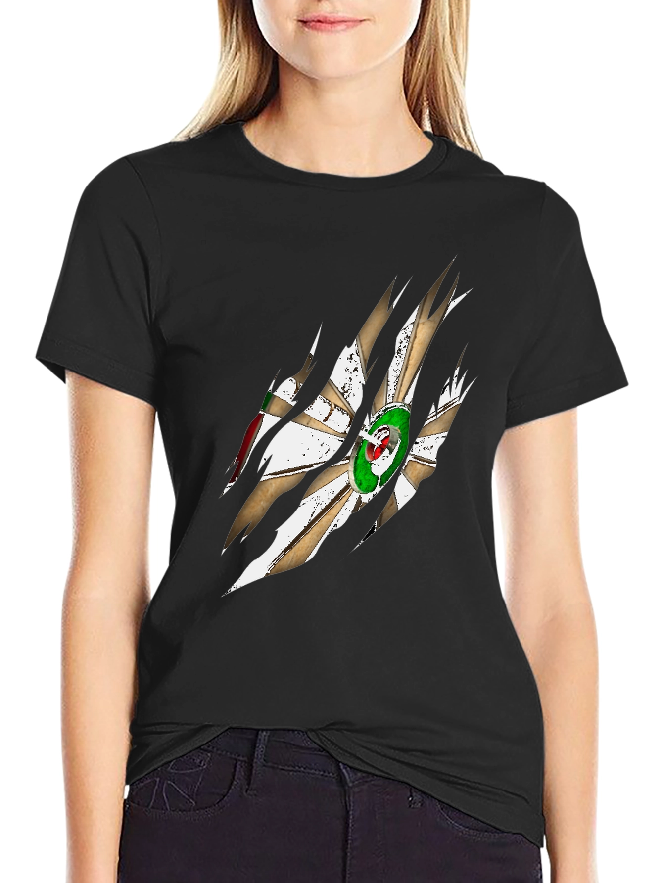 Algeria Flag Claw Mark Graphic Mens T-Shirt