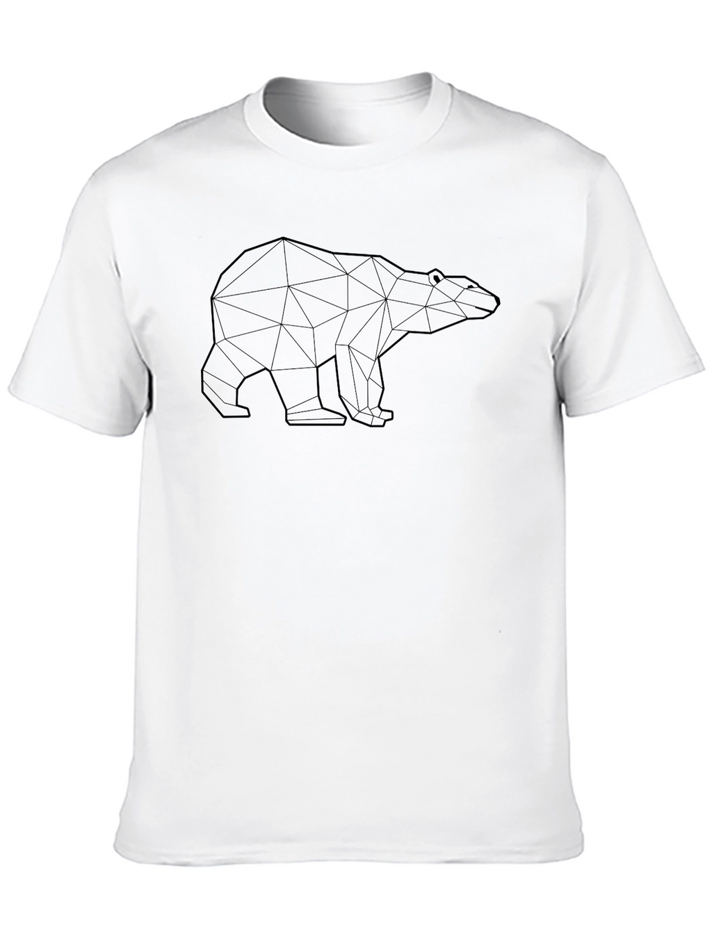 Geometric Polar Bear Graphic Tee - Black