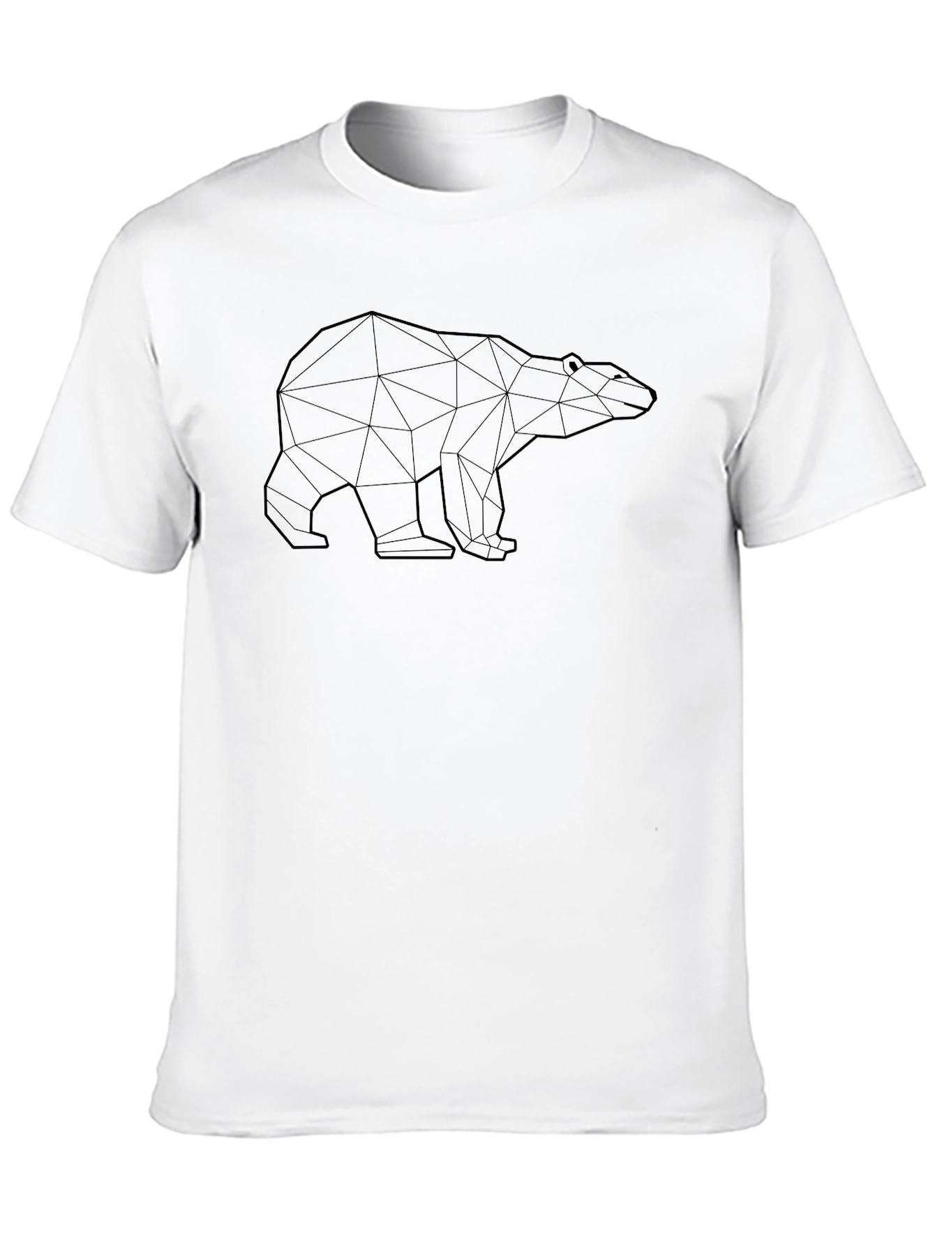 Geometric Polar Bear Graphic Tee - Black