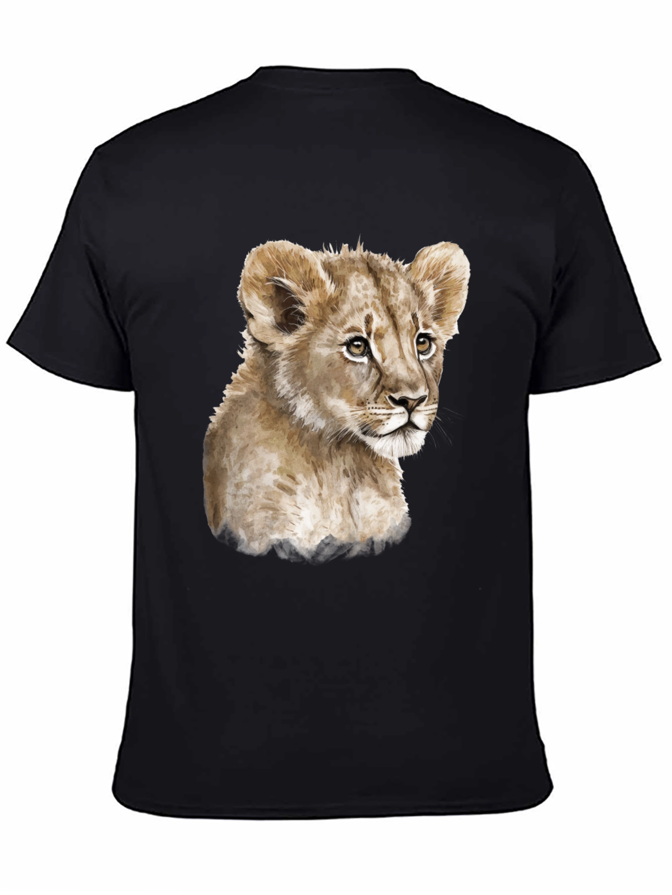 Lion Cub T-Shirt - Soft Black Cotton Animal Tee