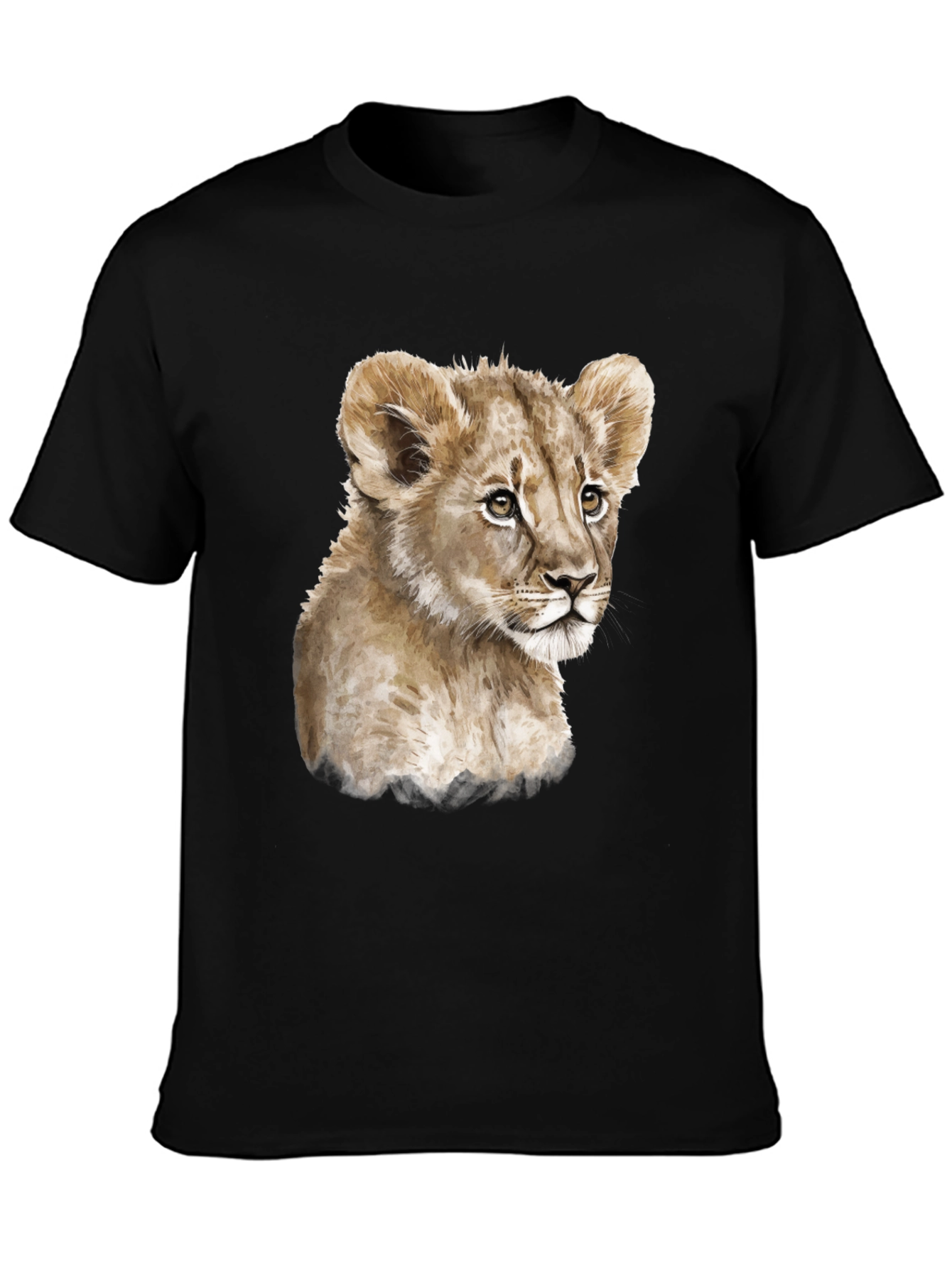 Lion Cub T-Shirt - Soft Black Cotton Animal Tee