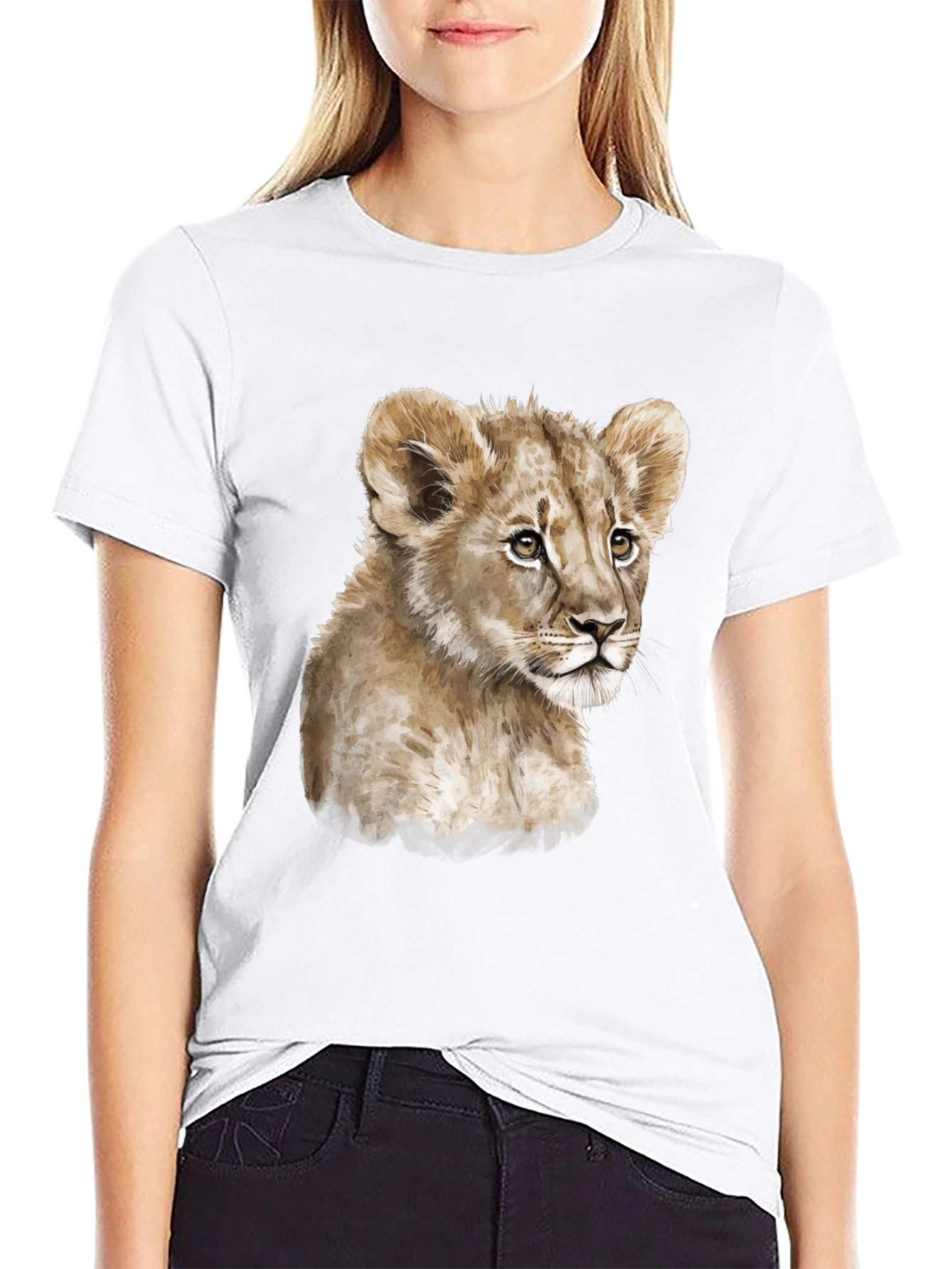 Lion Cub T-Shirt - Soft Black Cotton Animal Tee