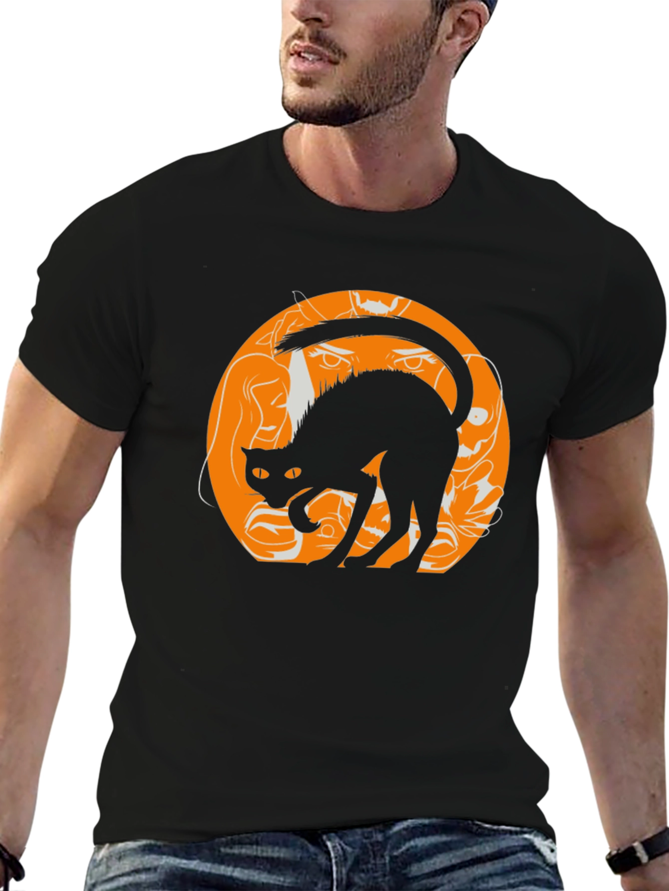 Halloween Black Cat Graphic Tee