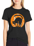 Halloween Black Cat Graphic Tee
