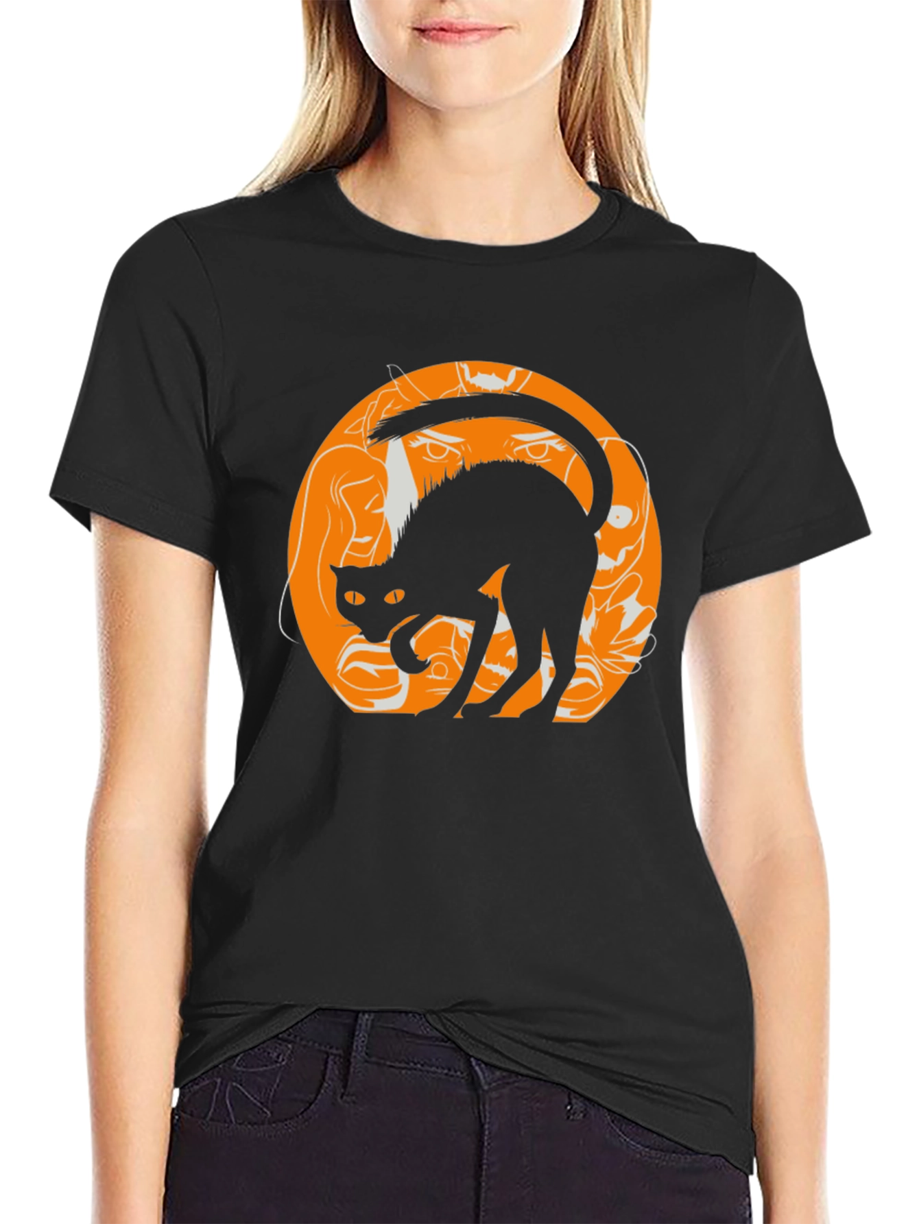 Halloween Black Cat Graphic Tee