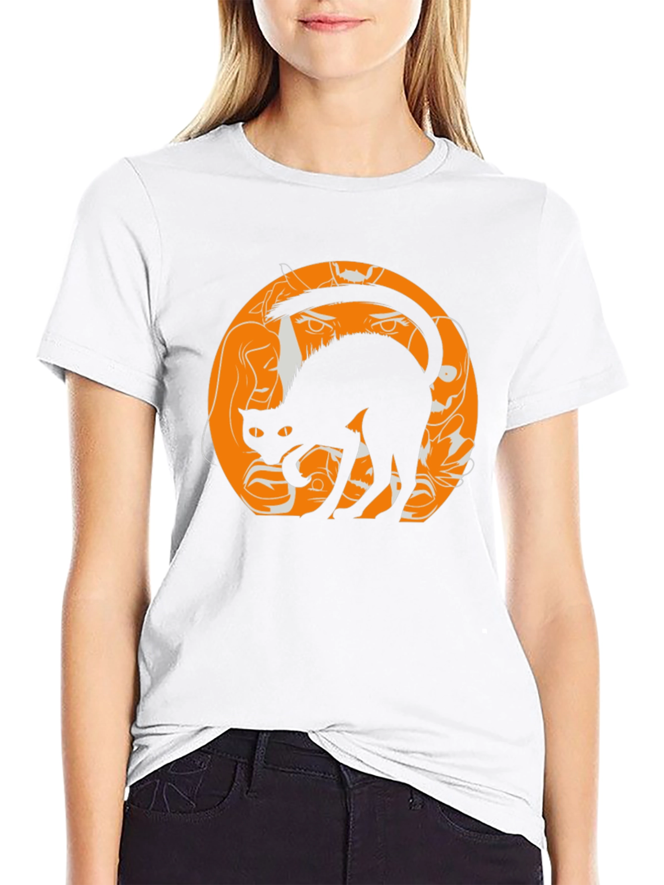 Halloween Black Cat Graphic Tee