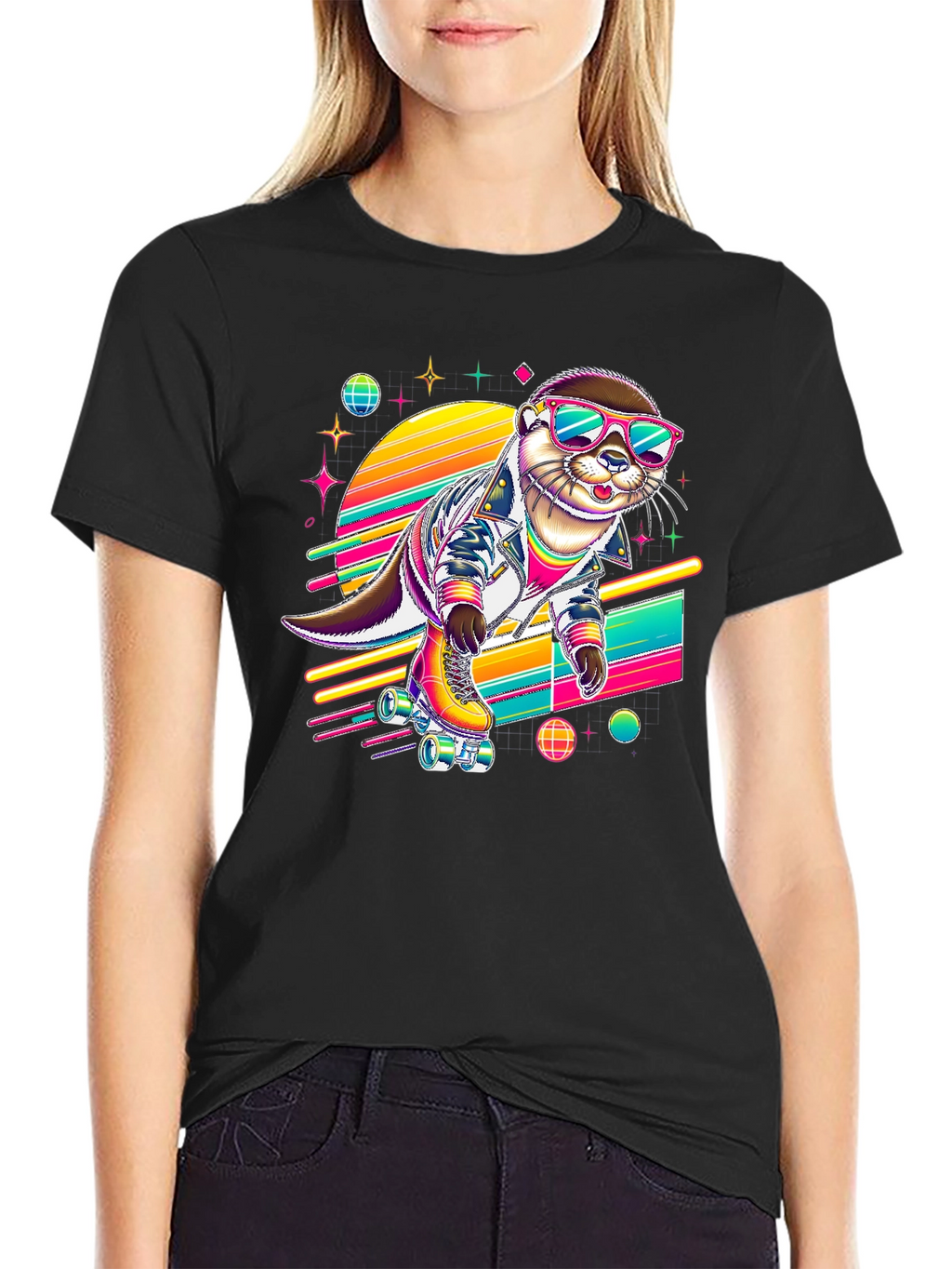 Retro Otter Roller Skate T-Shirt