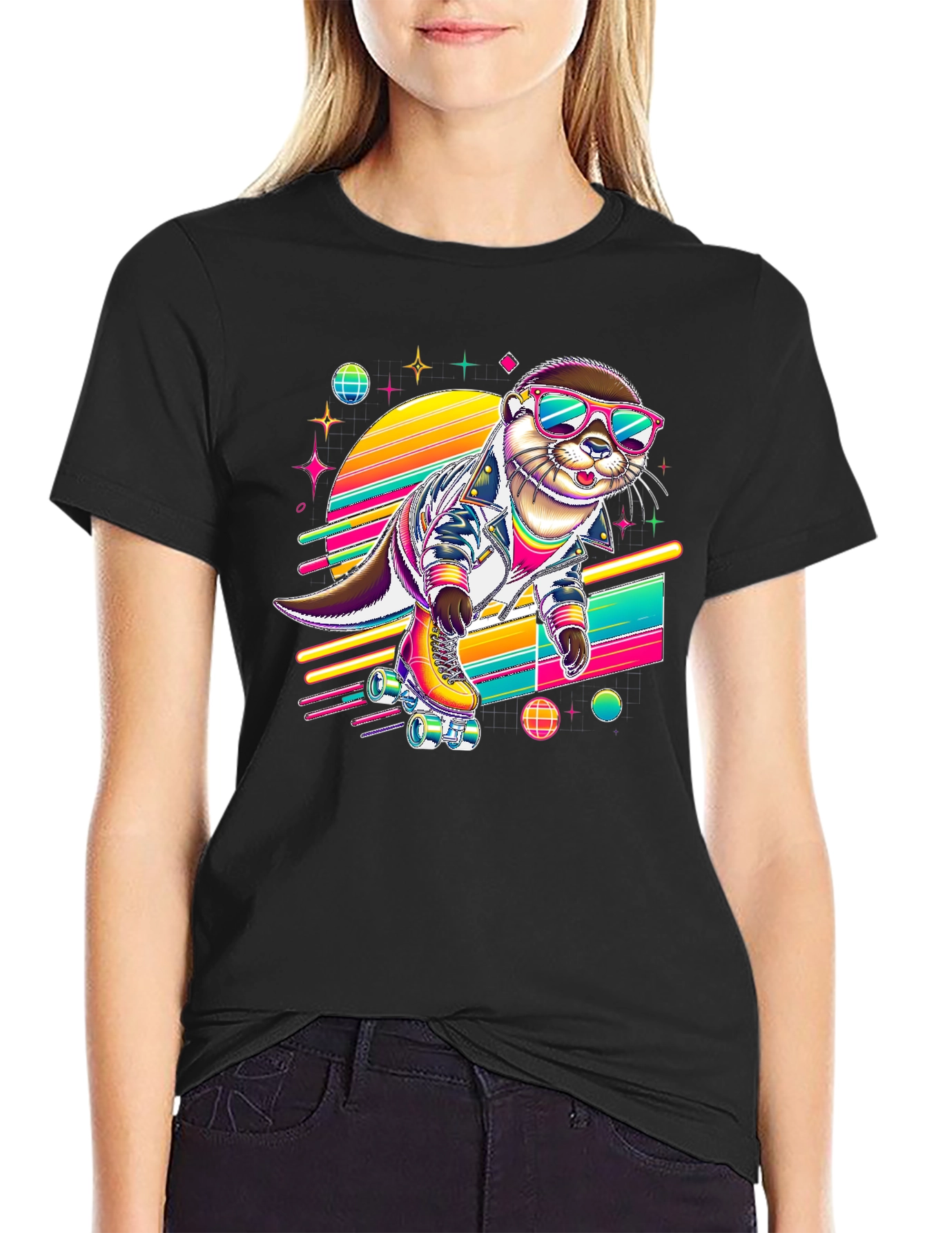 Retro Otter Roller Skate T-Shirt