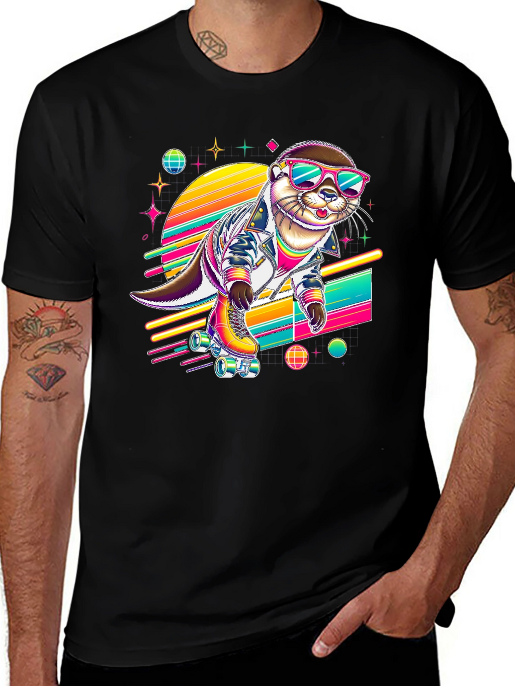Retro Otter Roller Skate T-Shirt