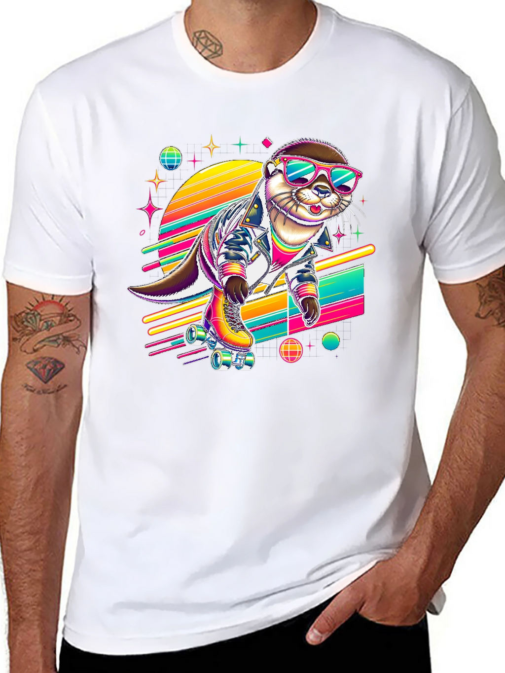 Retro Otter Roller Skate T-Shirt