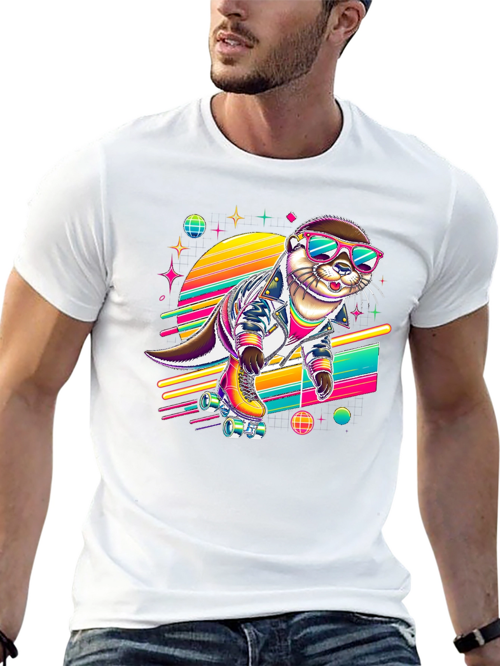 Retro Otter Roller Skate T-Shirt