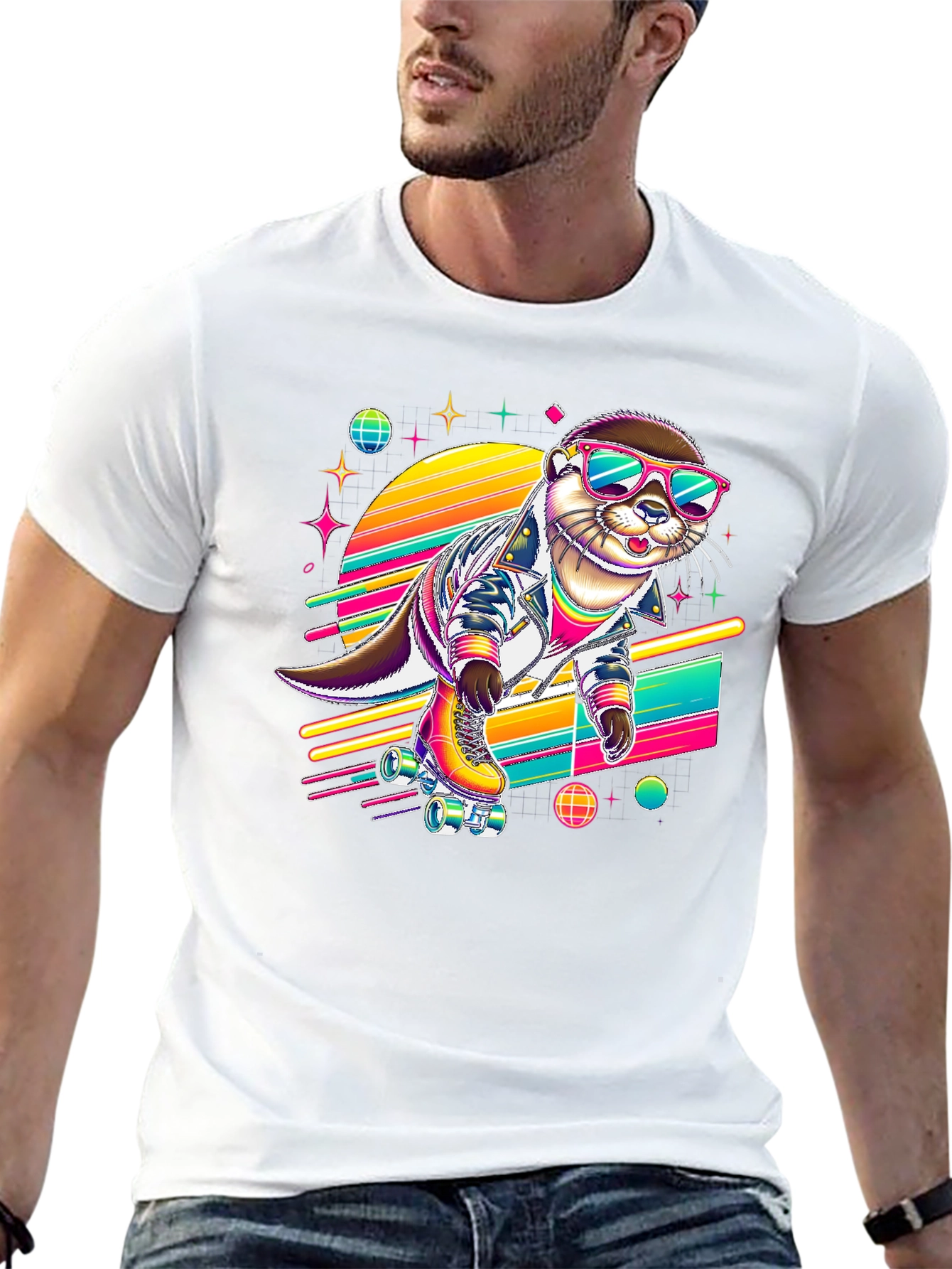 Retro Otter Roller Skate T-Shirt