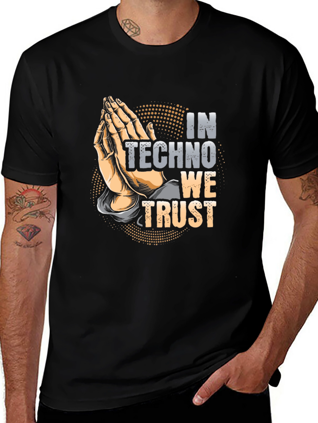 In Techno We Trust Black Graphic Tee
