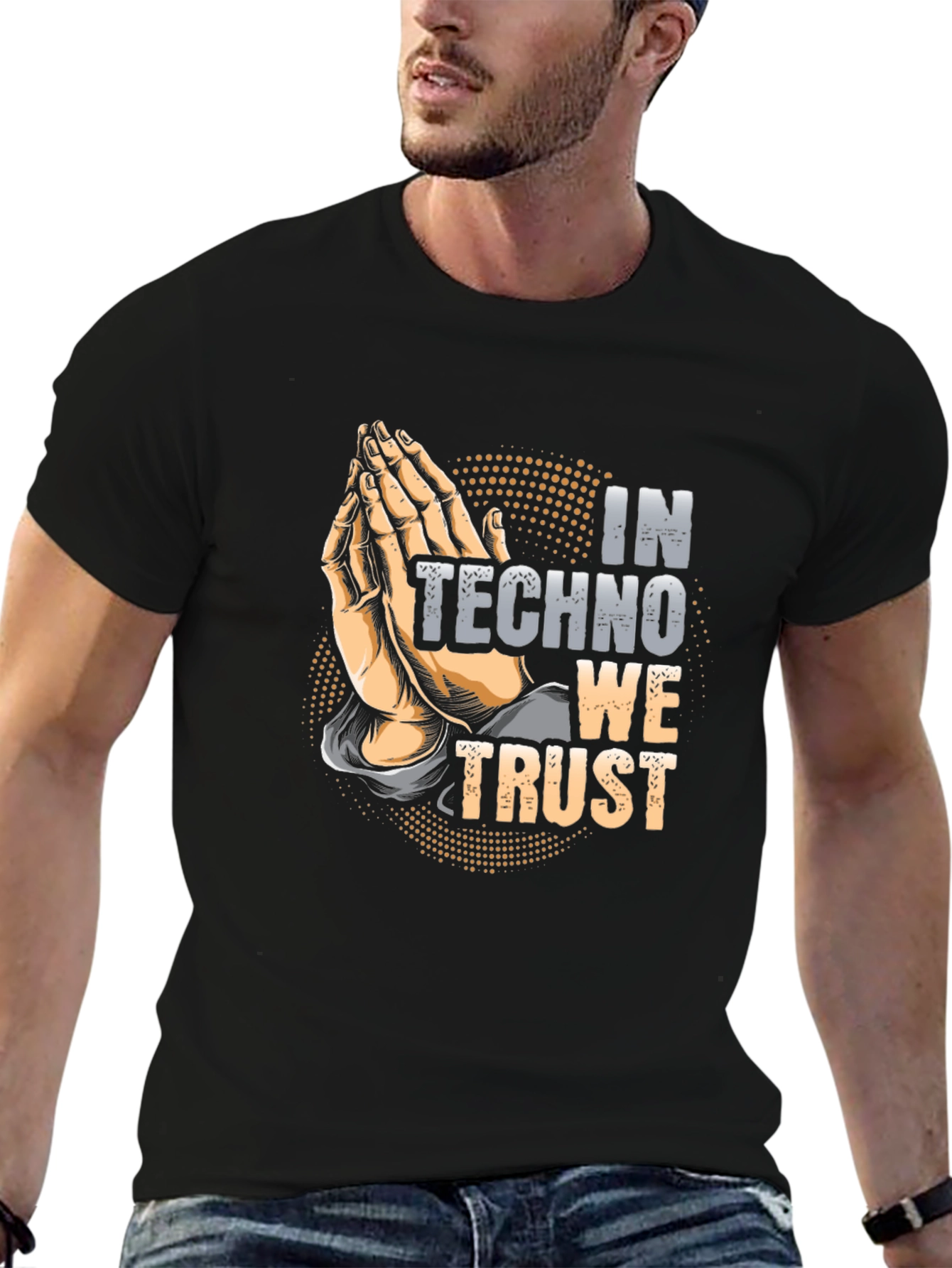 In Techno We Trust Black Graphic Tee