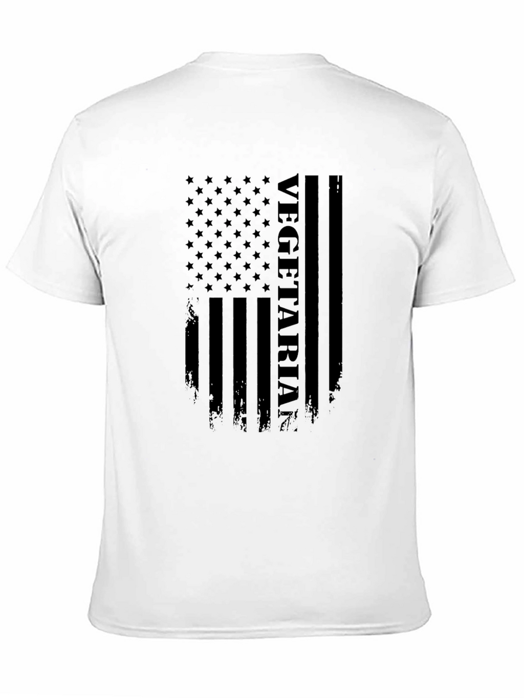 Vegetarian American Flag Graphic T-Shirt - Black