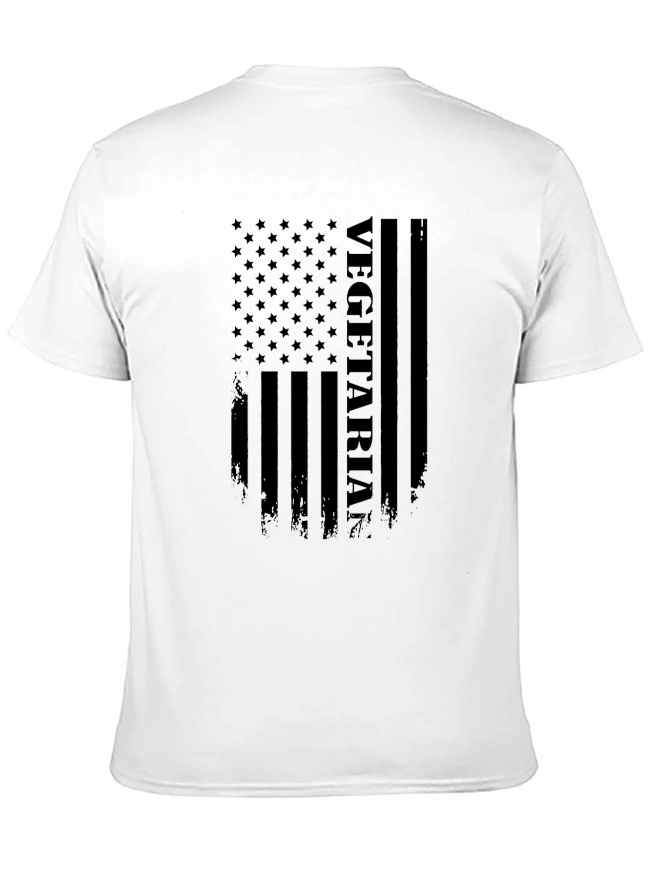 Vegetarian American Flag Graphic T-Shirt - Black