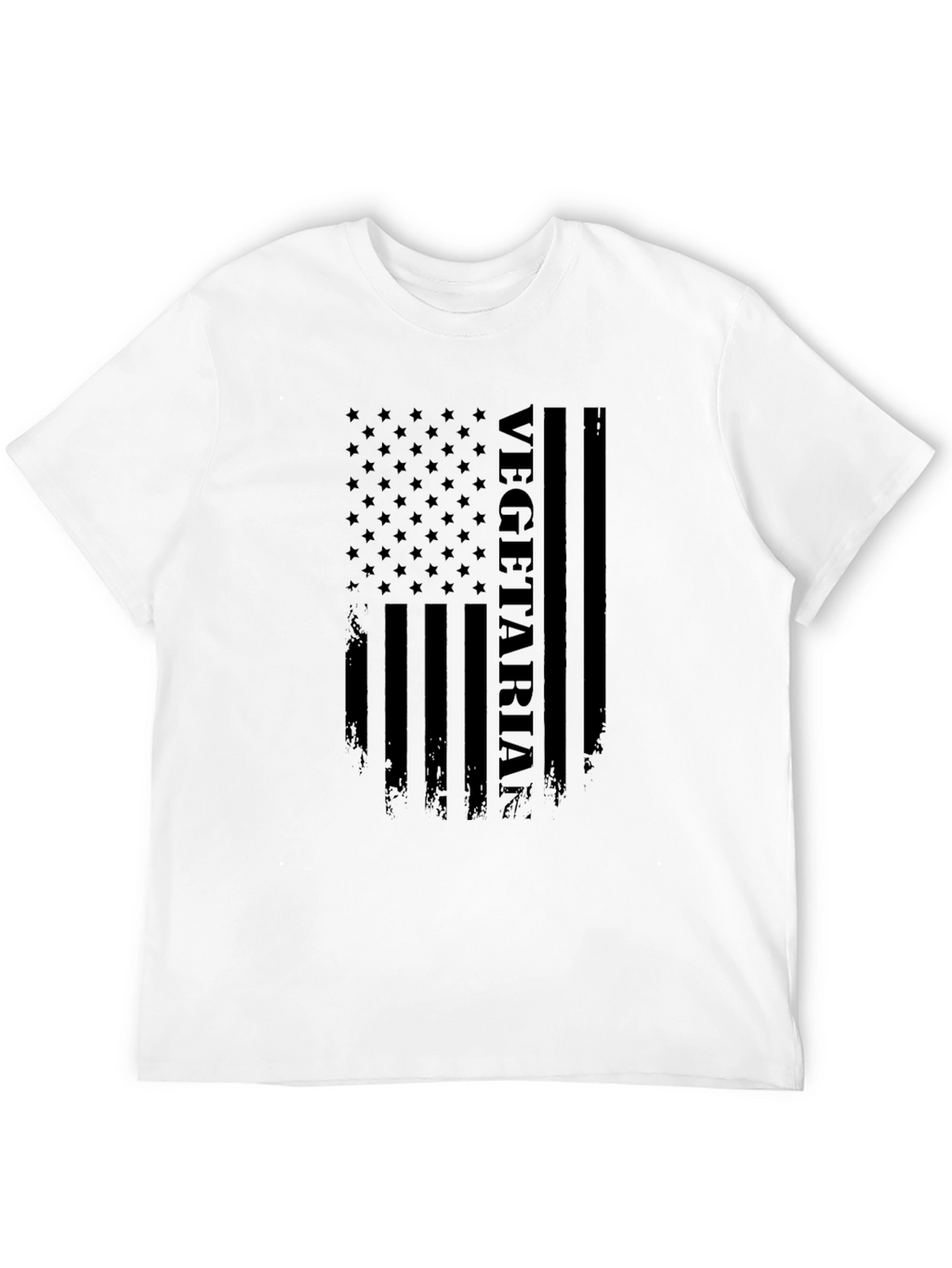 Vegetarian American Flag Graphic T-Shirt - Black