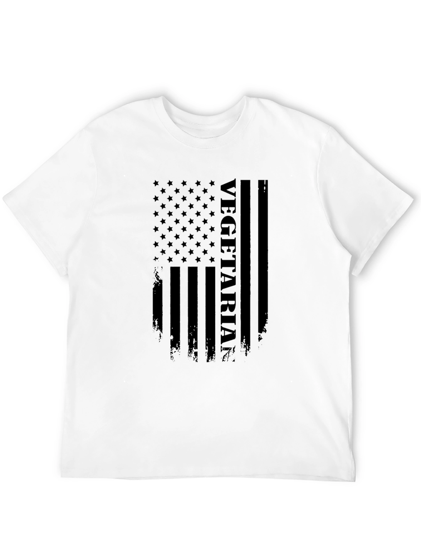 Vegetarian American Flag Graphic T-Shirt - Black
