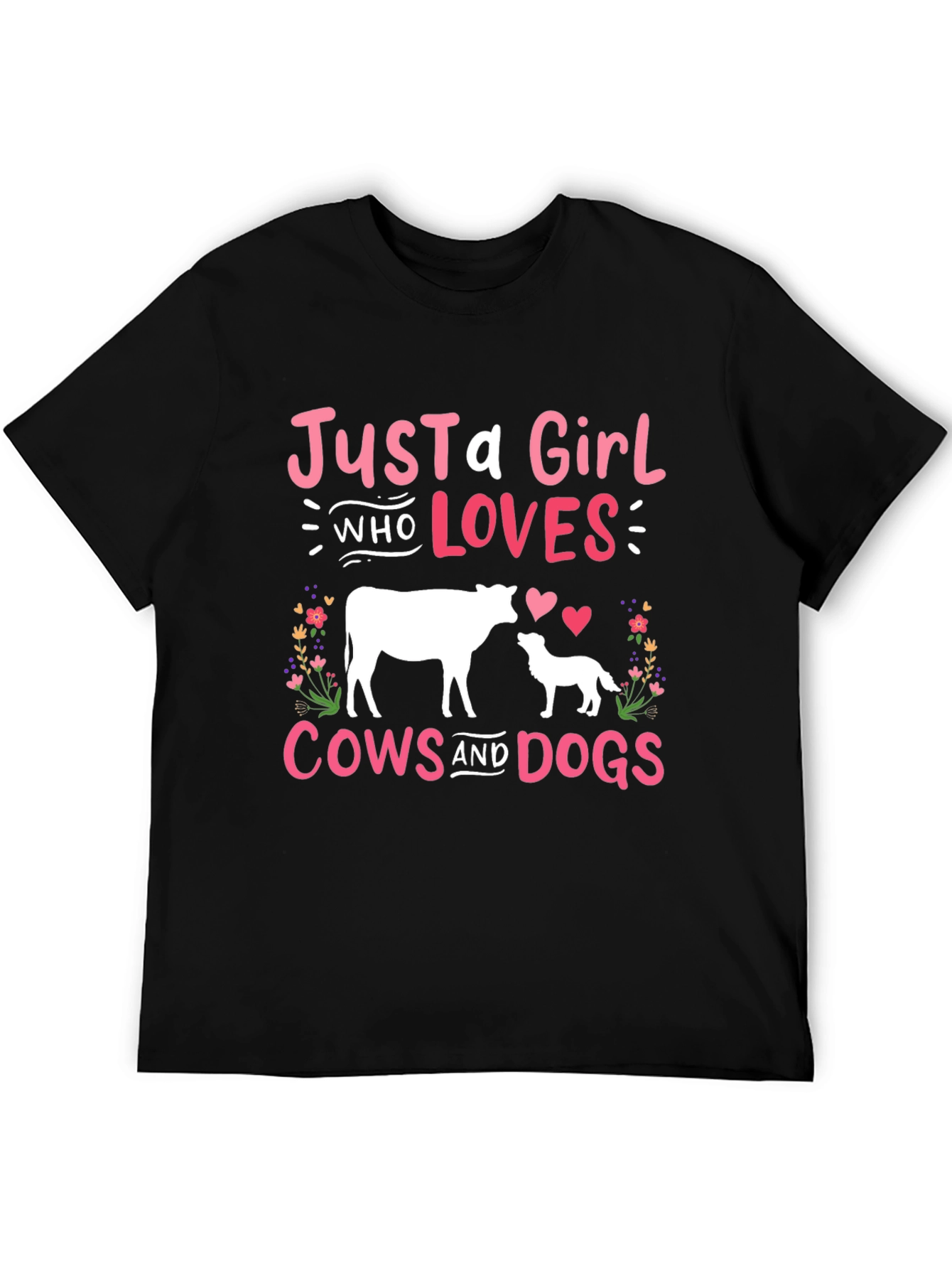Just a Girl Who Loves Cows and Dogs Graphic T-Shirt