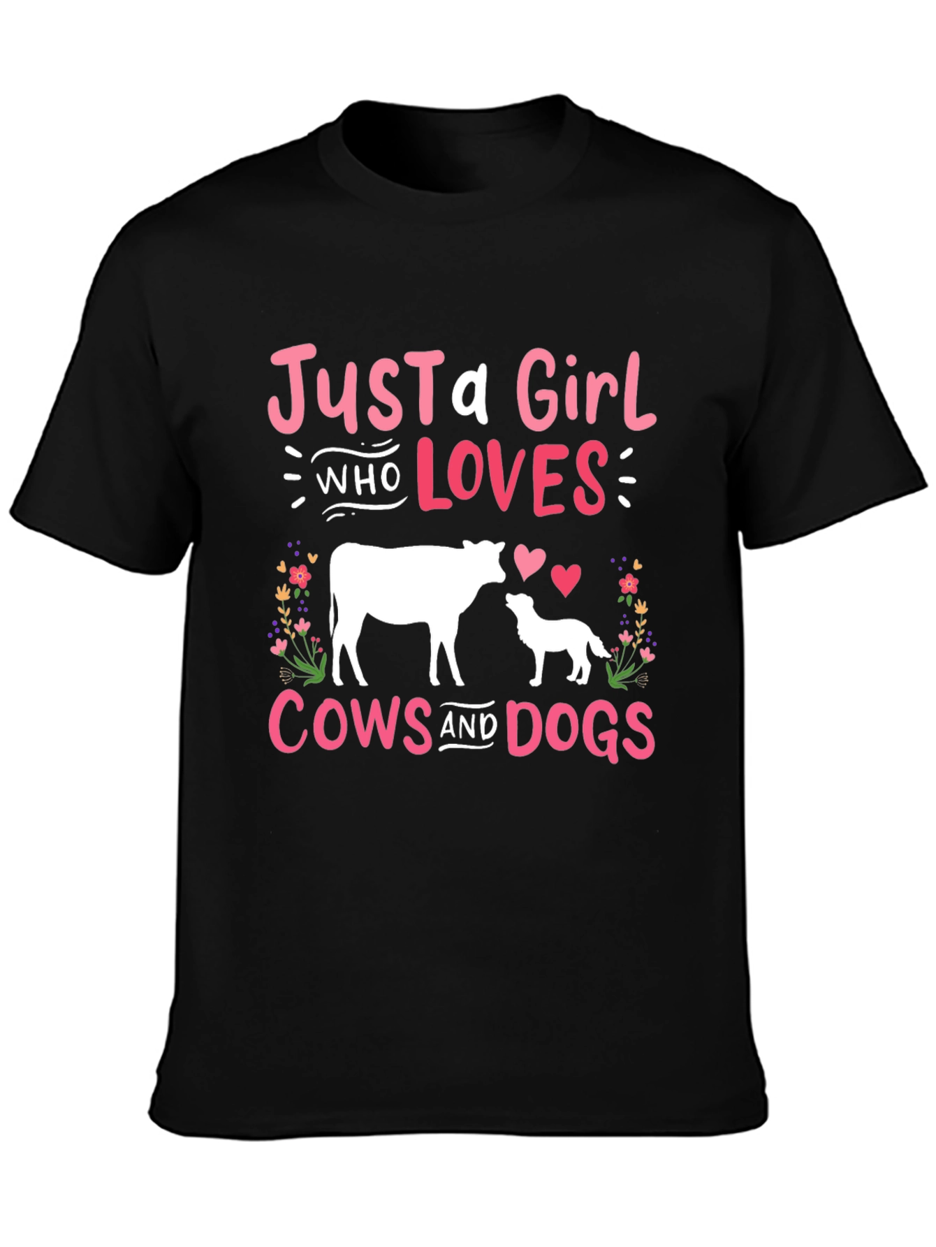 Just a Girl Who Loves Cows and Dogs Graphic T-Shirt