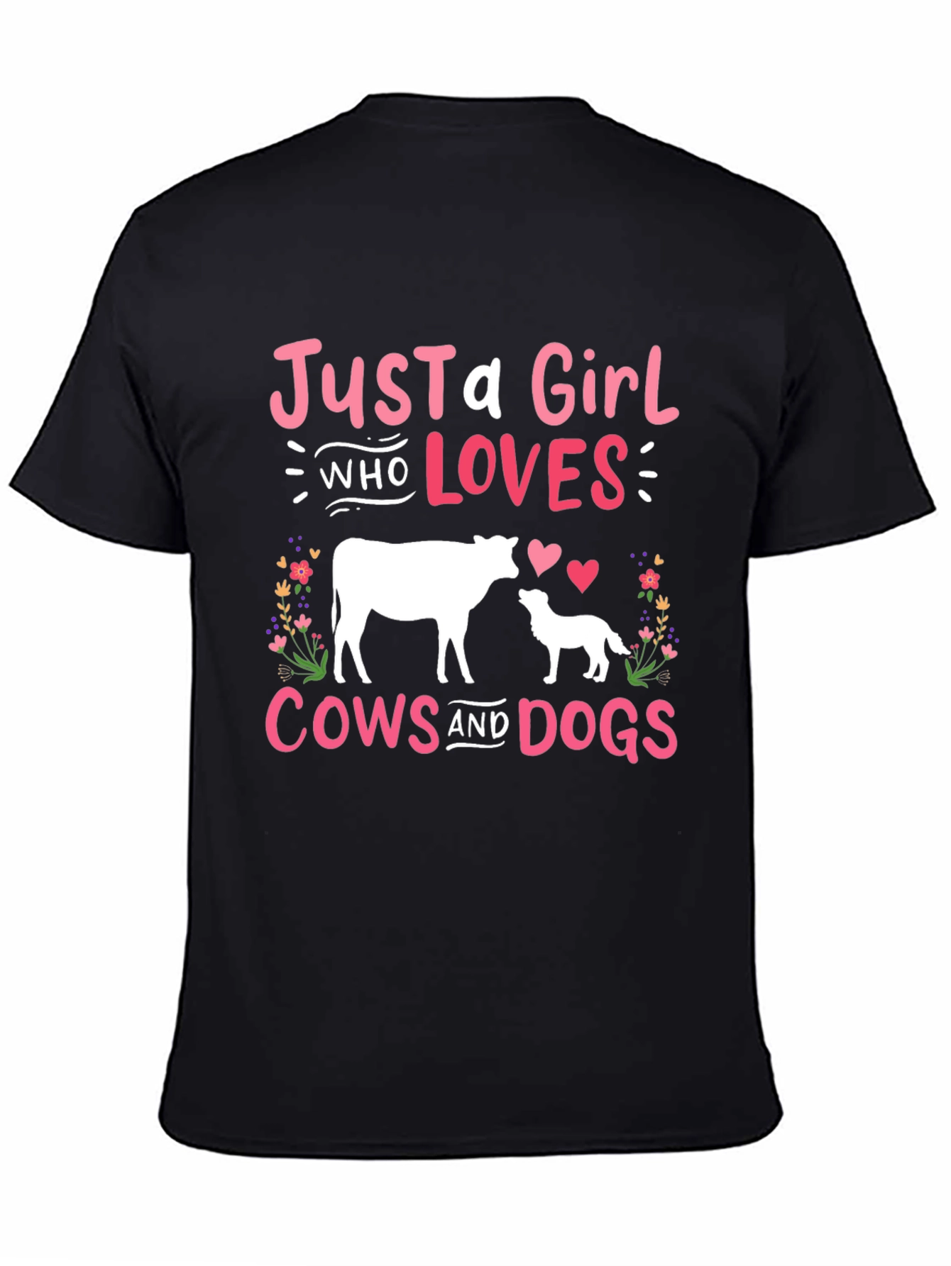 Just a Girl Who Loves Cows and Dogs Graphic T-Shirt