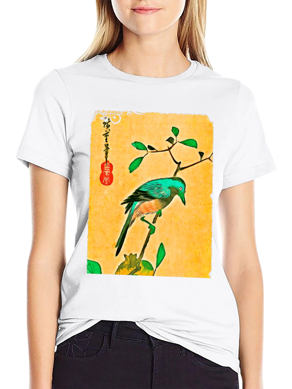 Artistic Bird Print T-Shirt