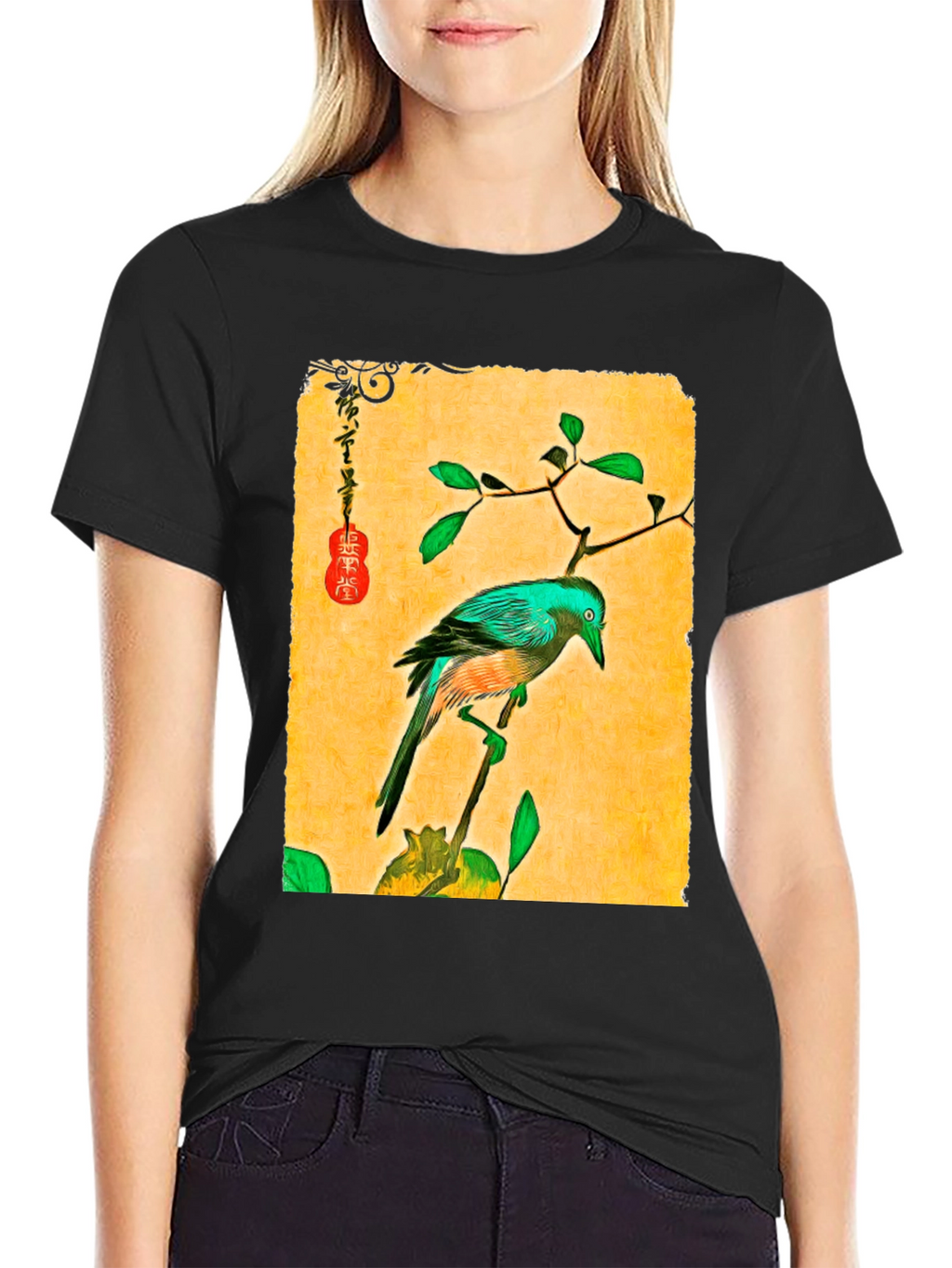 Artistic Bird Print T-Shirt