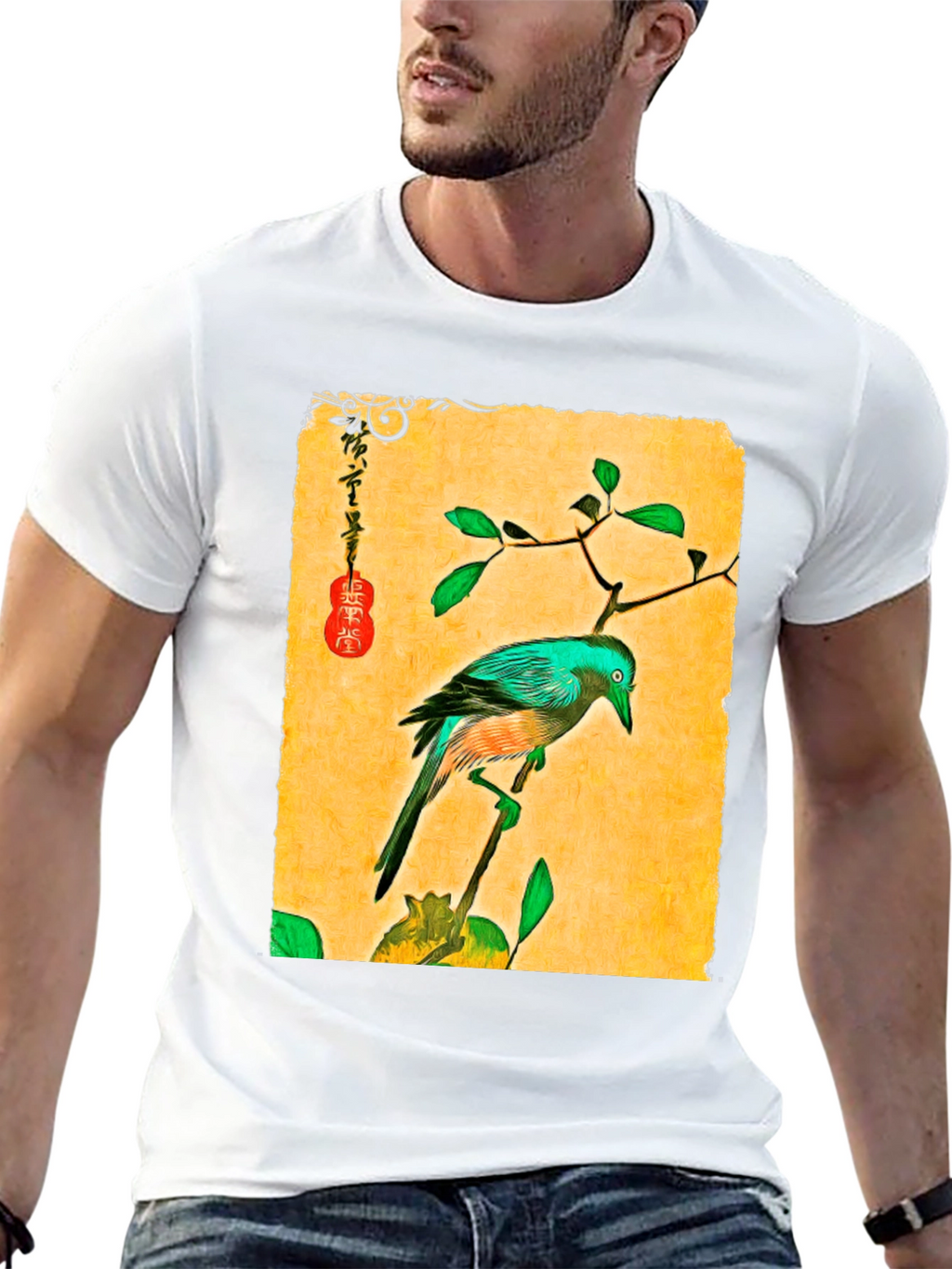 Artistic Bird Print T-Shirt