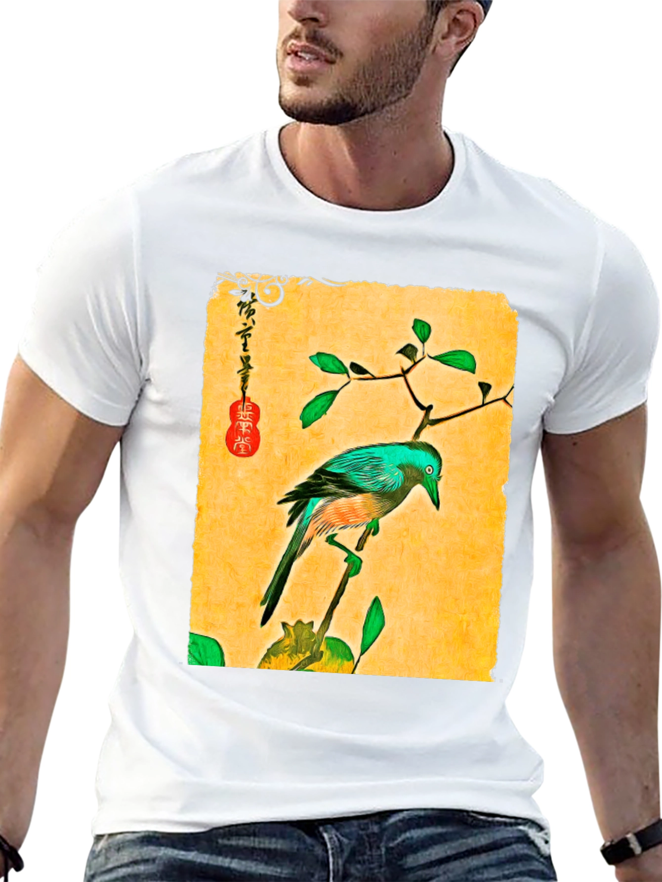 Artistic Bird Print T-Shirt