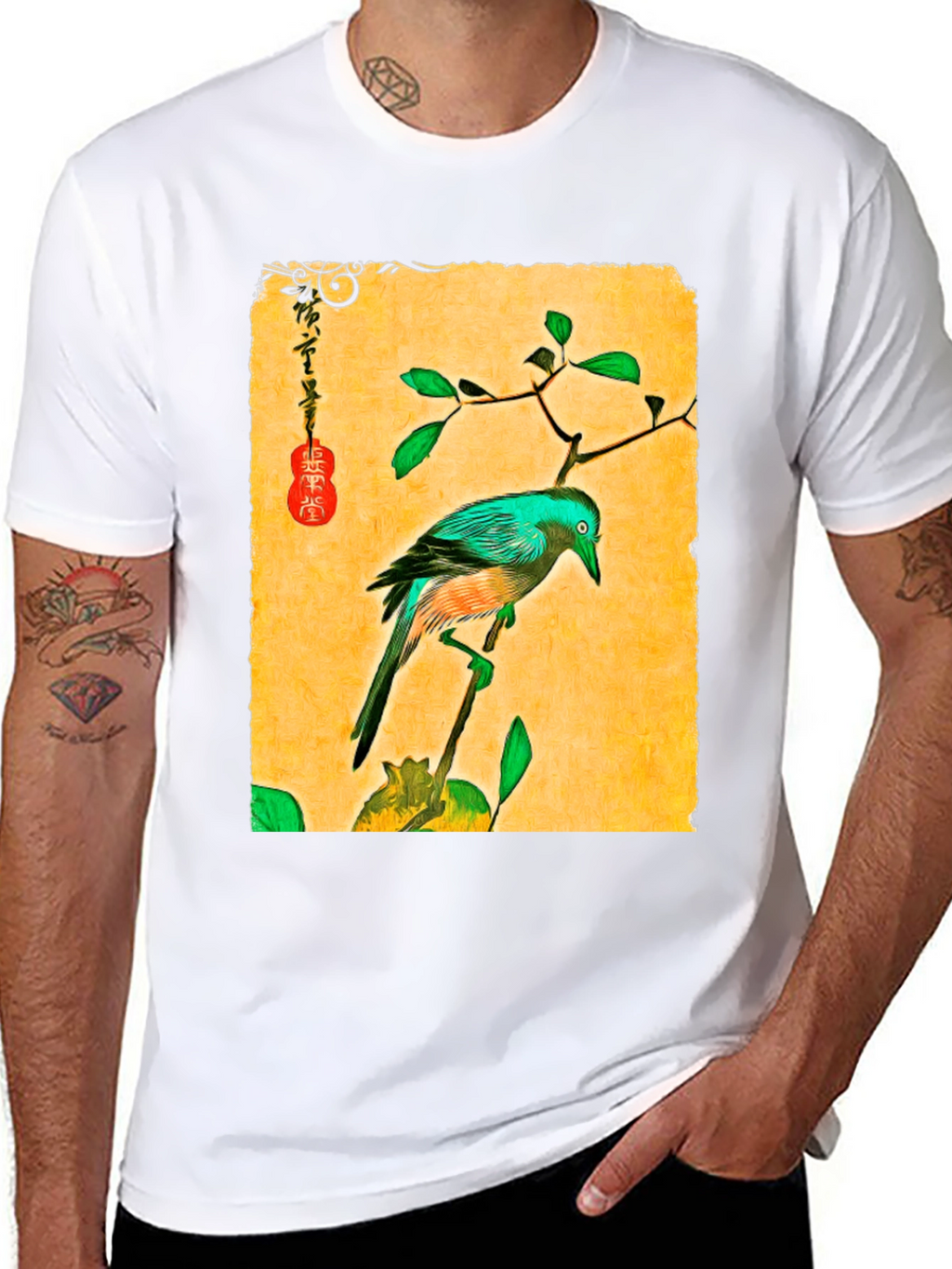 Artistic Bird Print T-Shirt