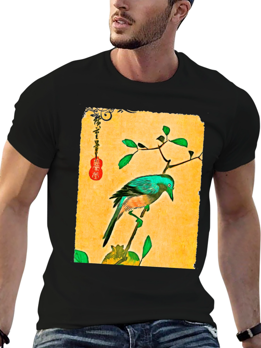 Artistic Bird Print T-Shirt
