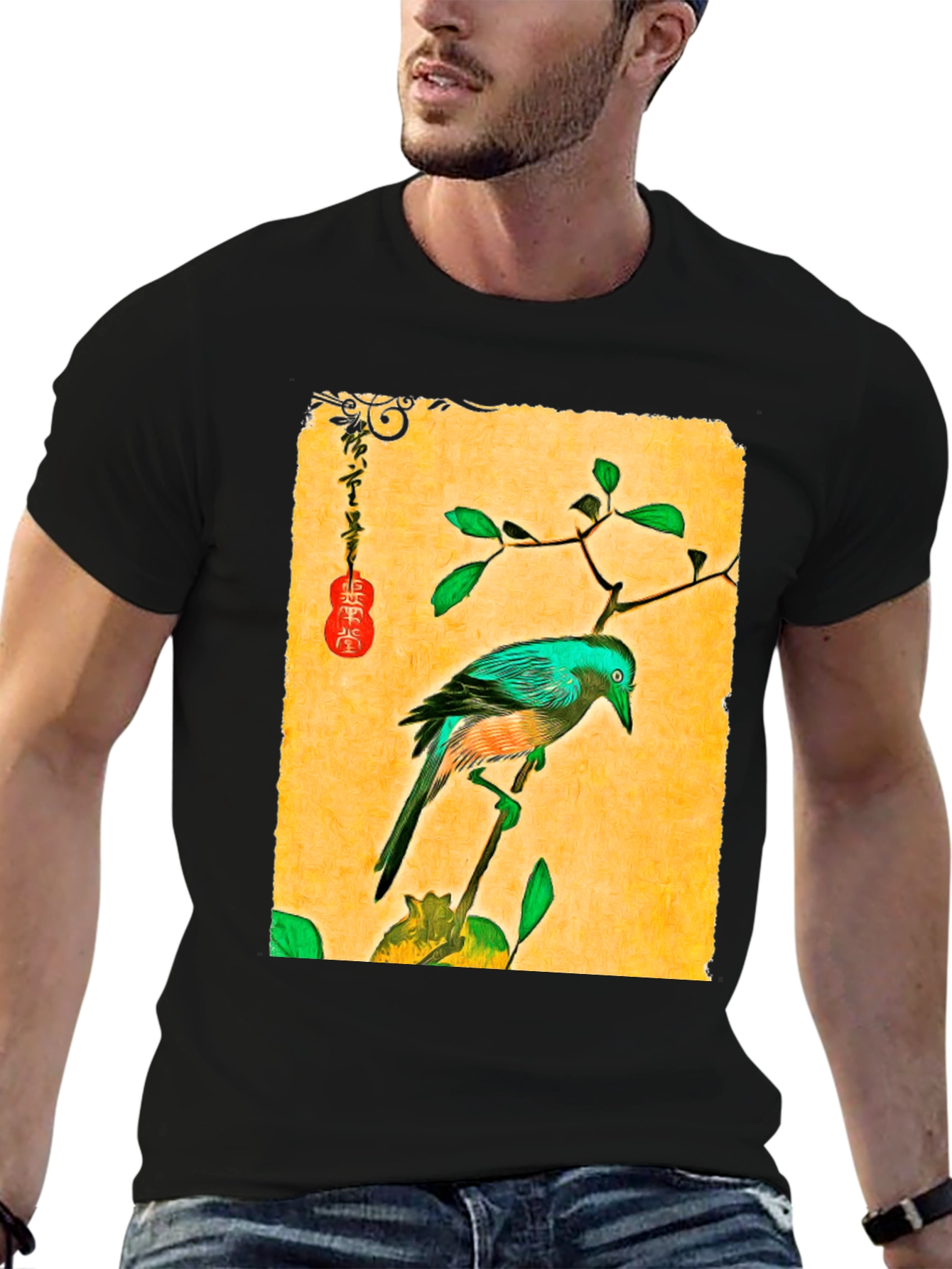 Artistic Bird Print T-Shirt