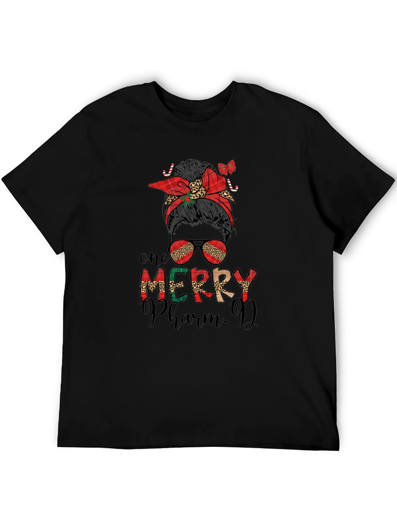 One Merry PharmD Messy Bun Christmas T-Shirt