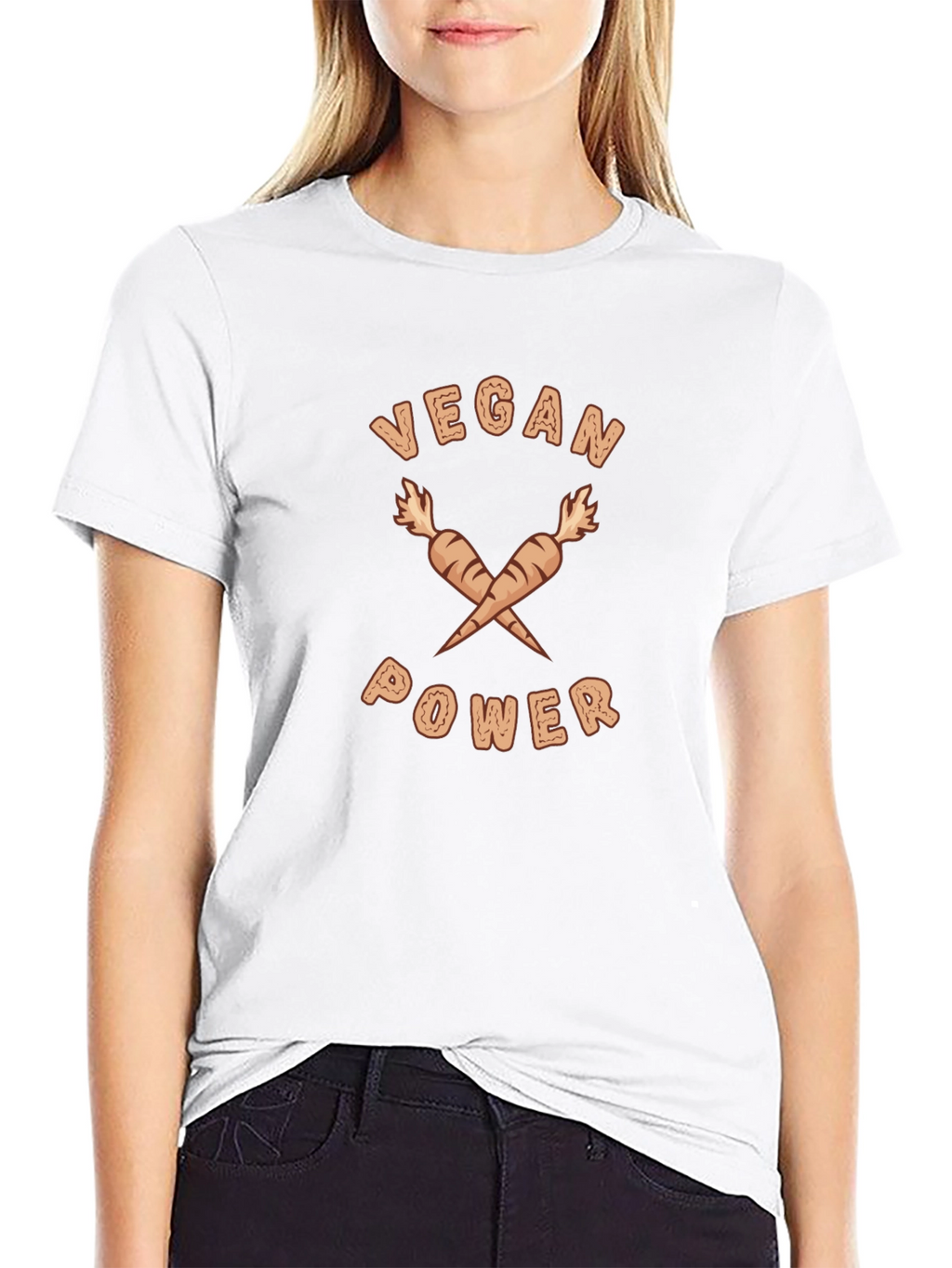Vegan Power T-Shirt - Carrot Cross Design