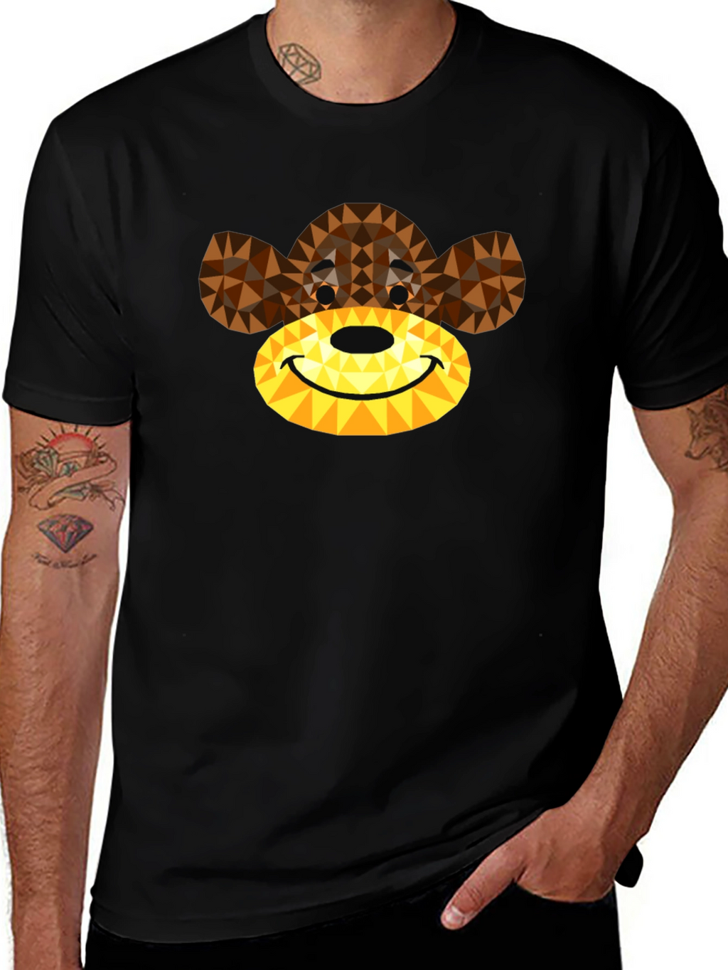 Geometric Monkey Graphic Tee - Modern Style