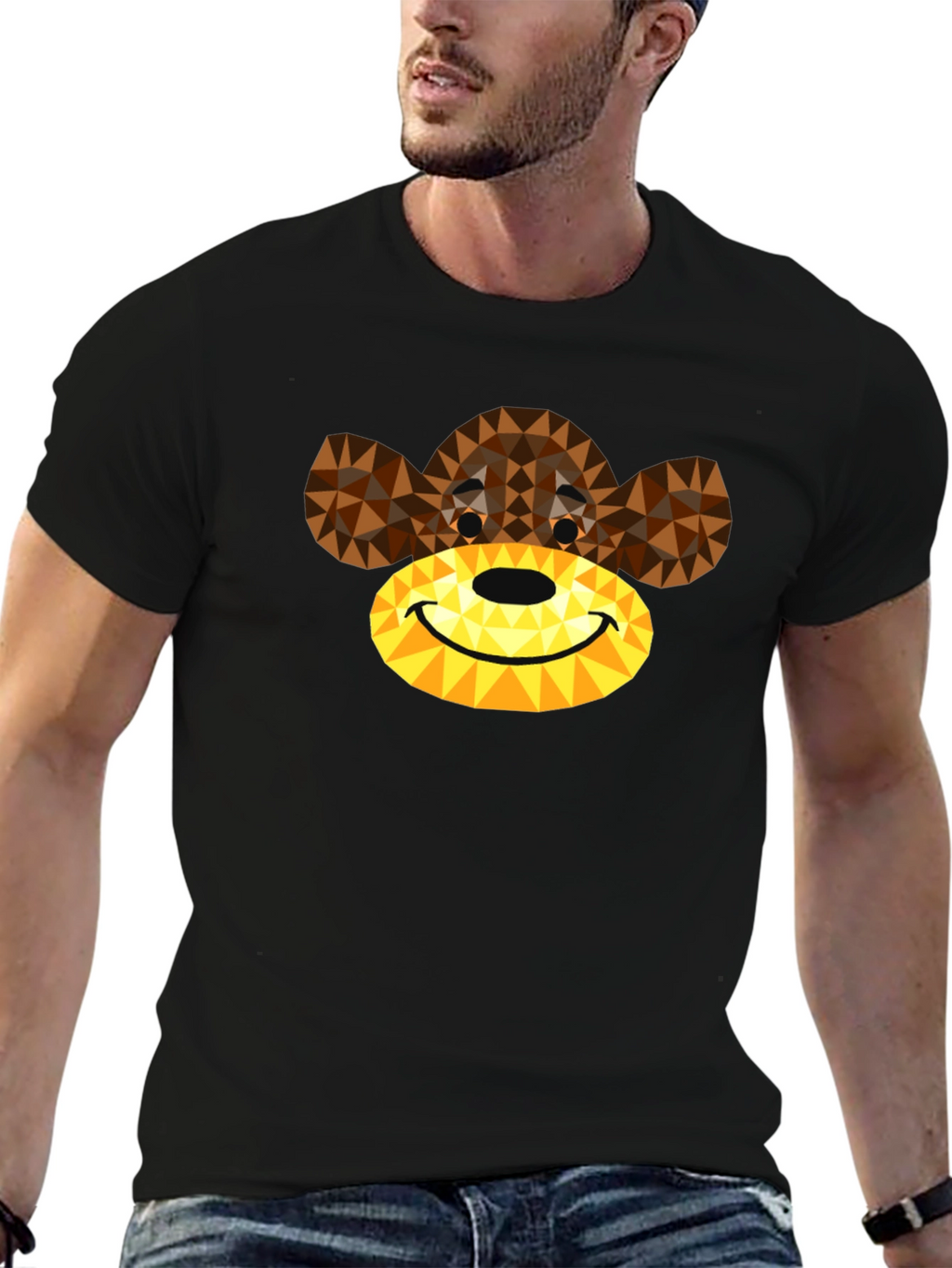 Geometric Monkey Graphic Tee - Modern Style