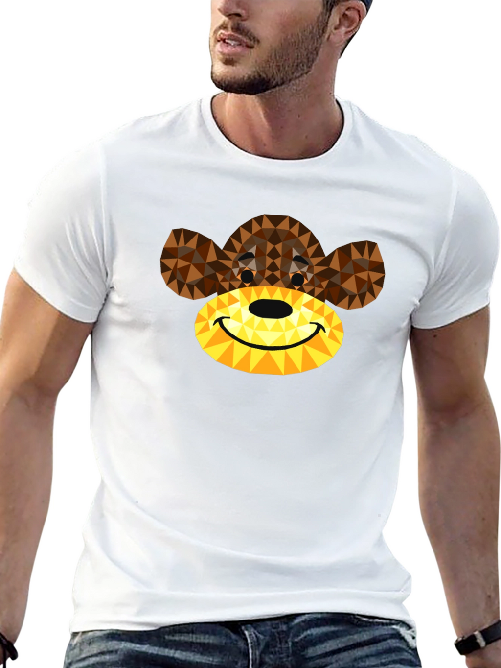 Geometric Monkey Graphic Tee - Modern Style