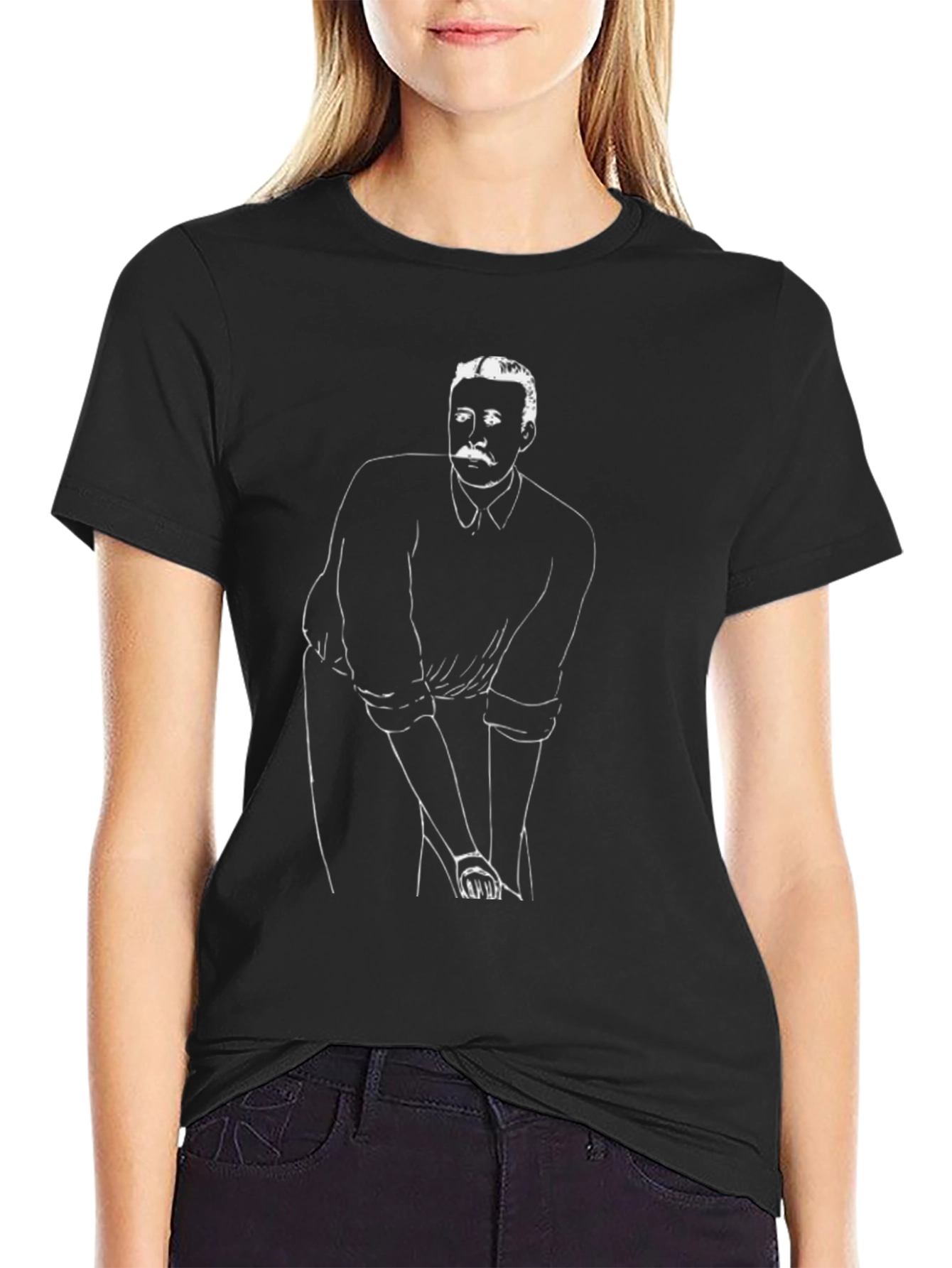 Mens Black T-Shirt with Golfer Graphic