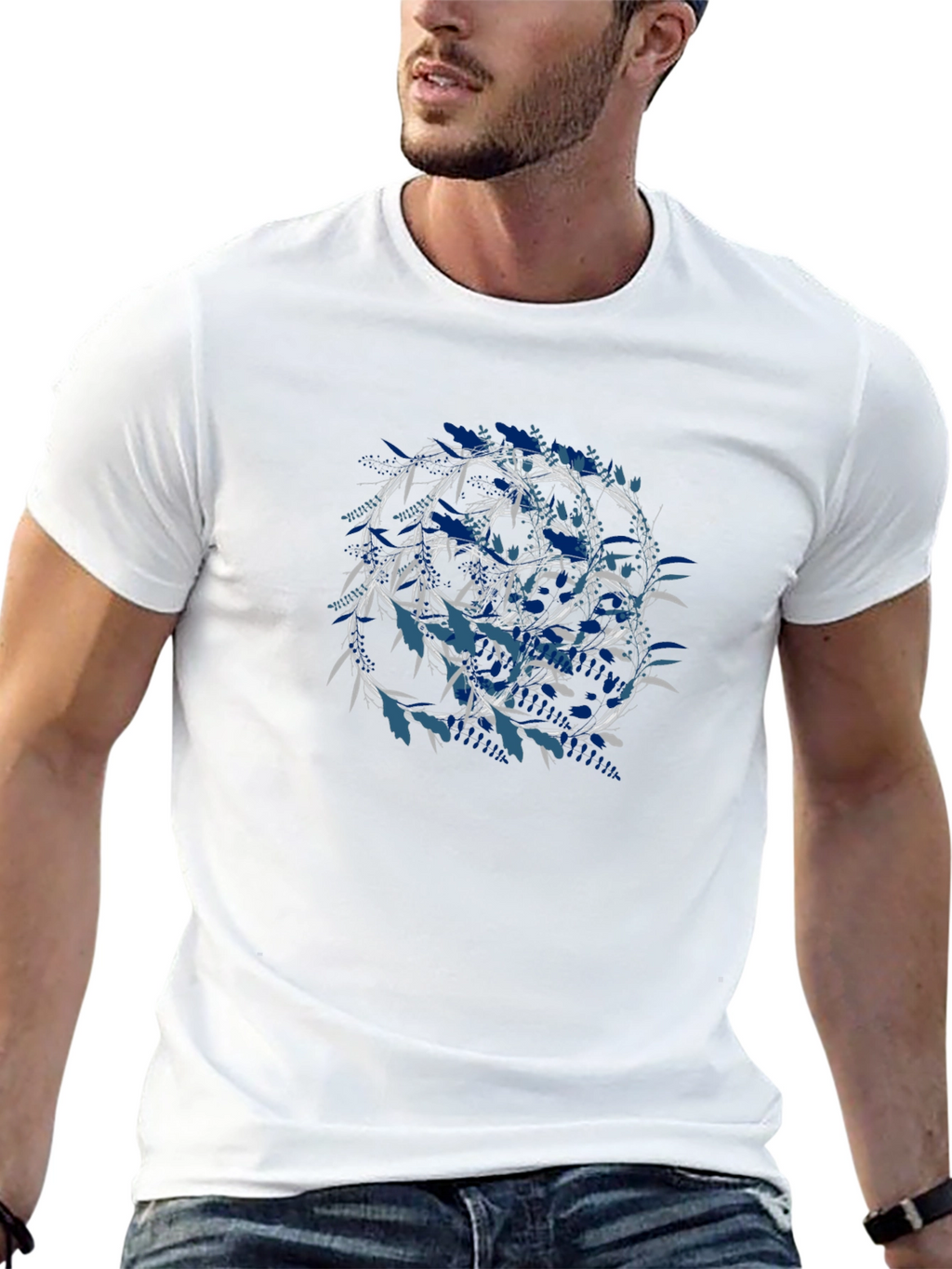 Geometric Circle Graphic Print Black T-Shirt