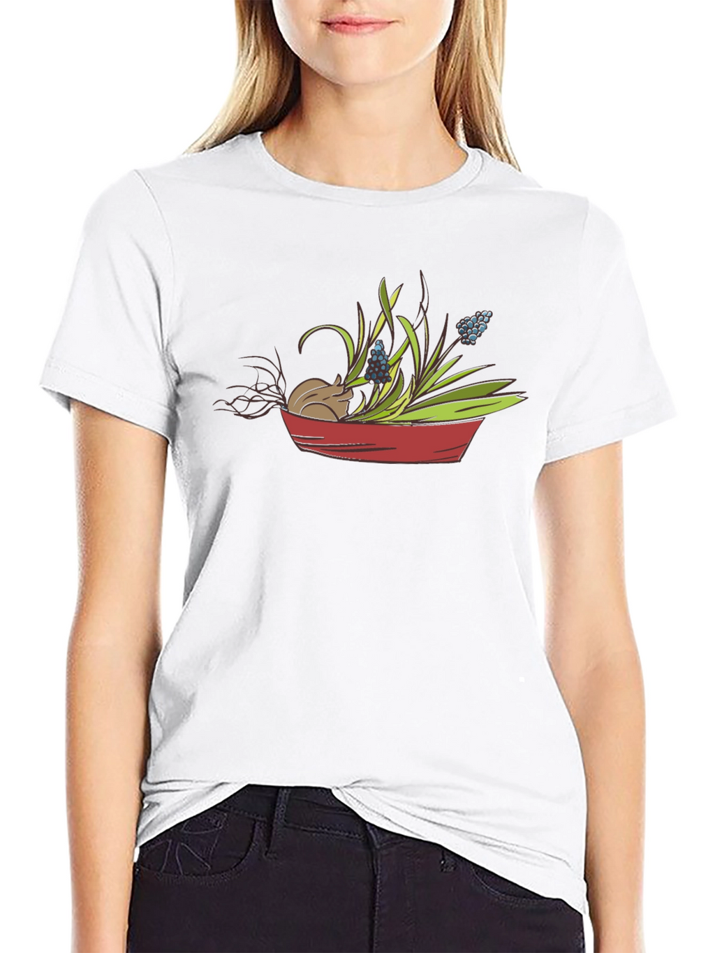 Cute Mouse & Flower Garden T-Shirt