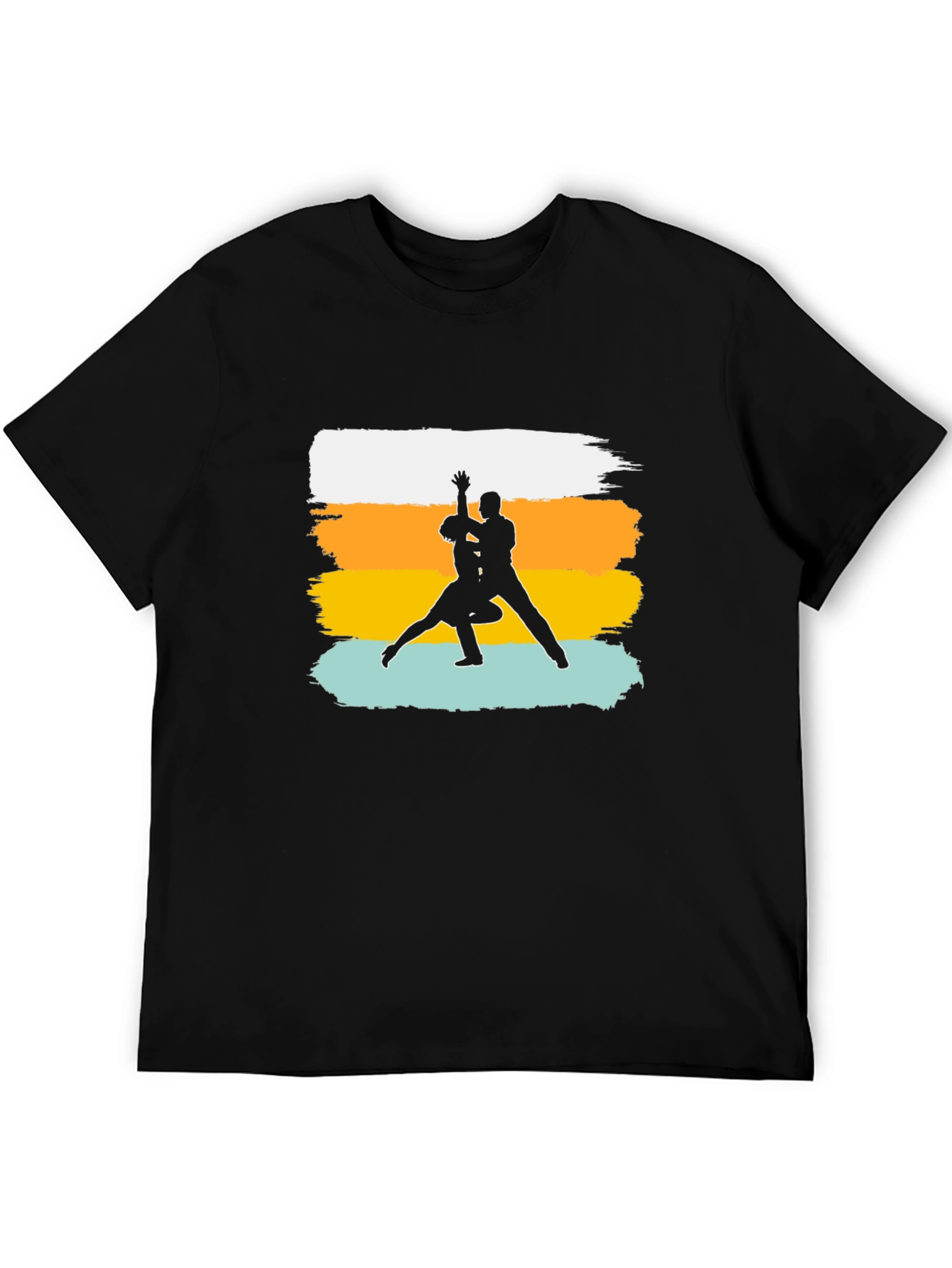 Dancing Silhouette Graphic Tee - Retro Stripe Design