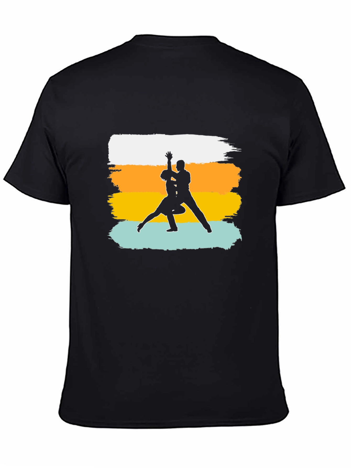 Dancing Silhouette Graphic Tee - Retro Stripe Design