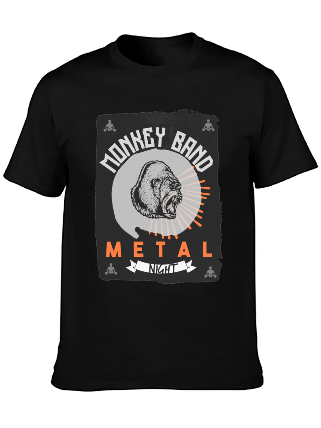 Monkey Band Metal Night Black Graphic T-Shirt