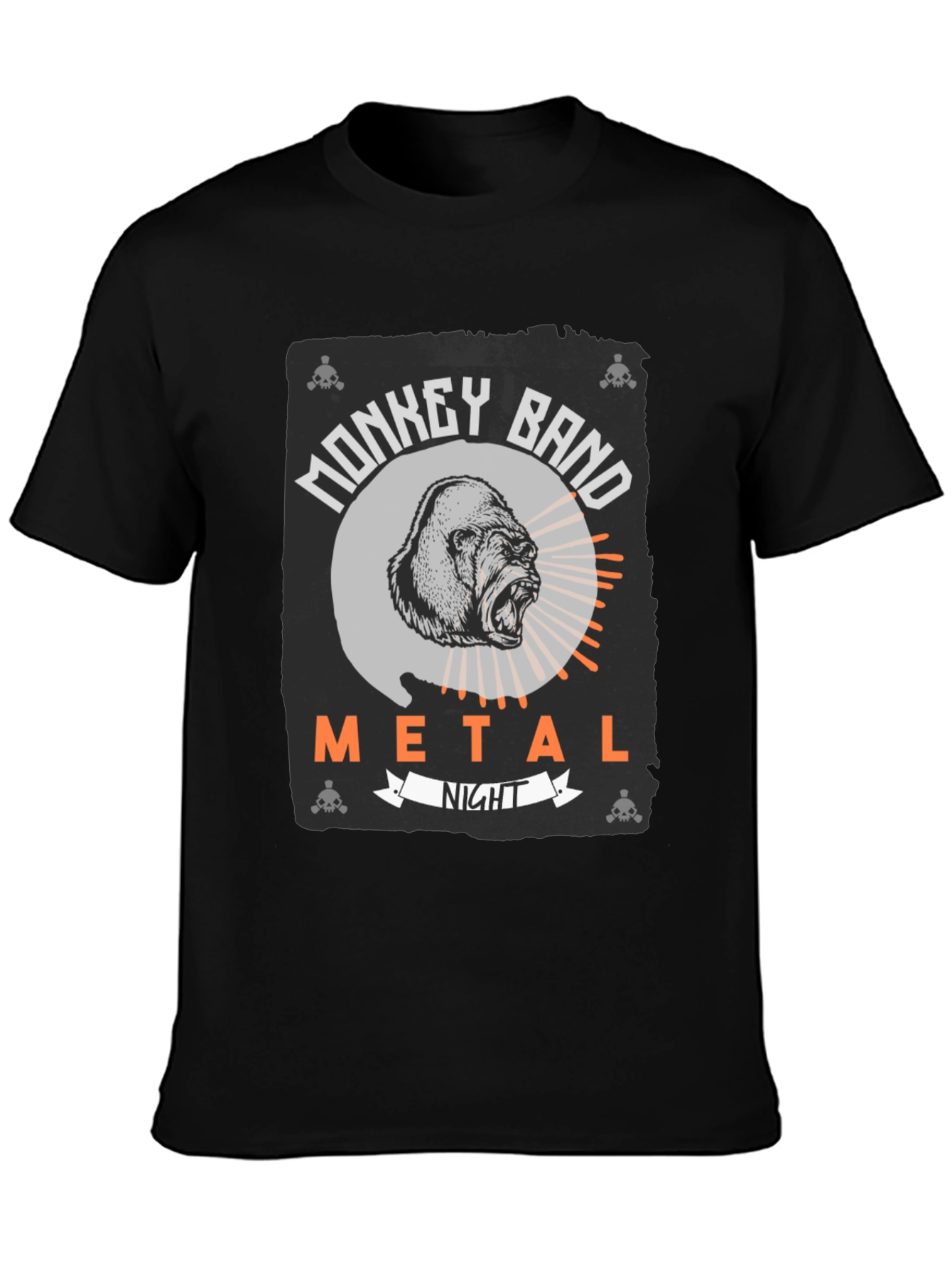 Monkey Band Metal Night Black Graphic T-Shirt