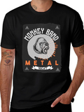 Monkey Band Metal Night Black Graphic T-Shirt