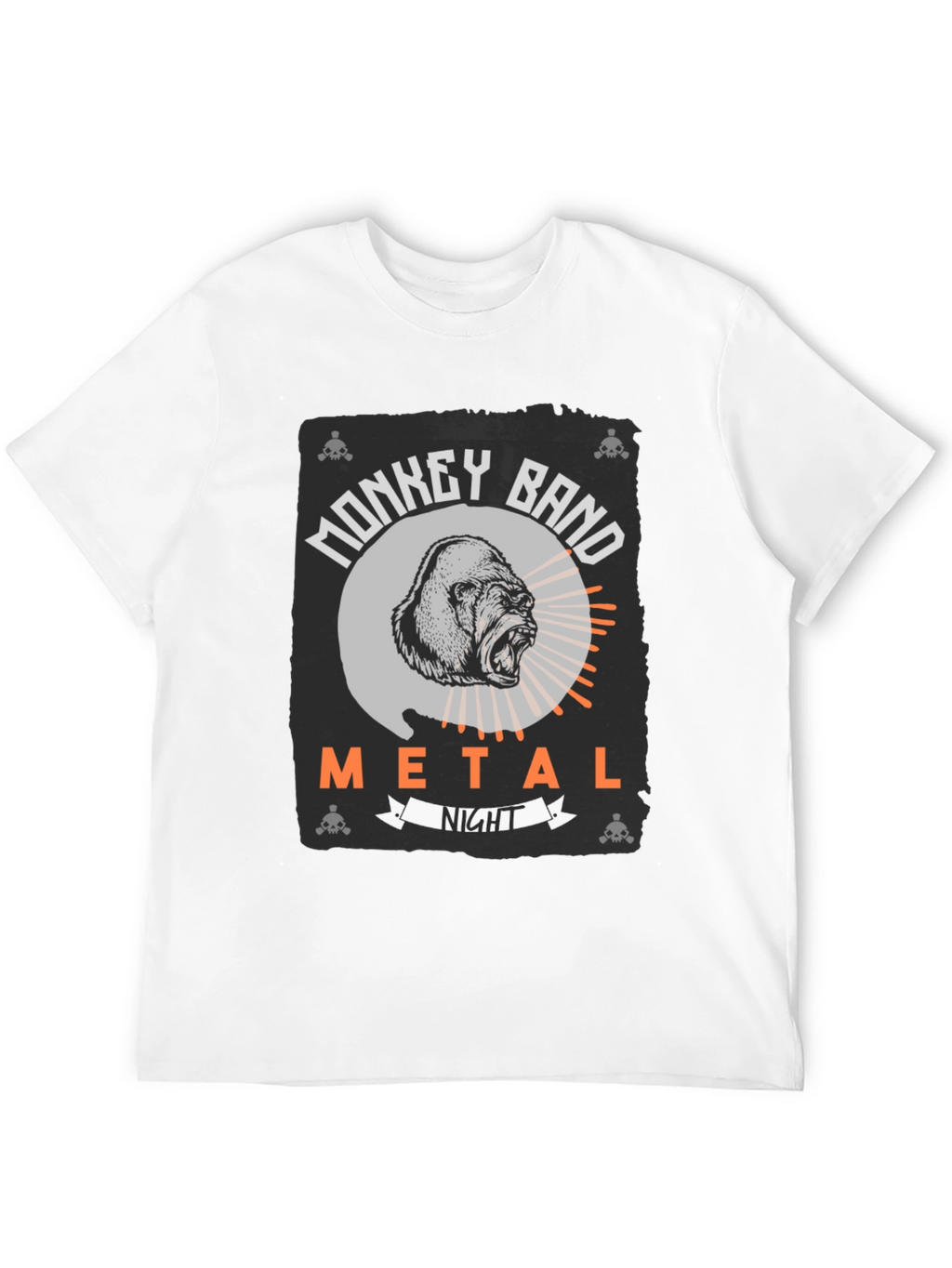Monkey Band Metal Night Black Graphic T-Shirt