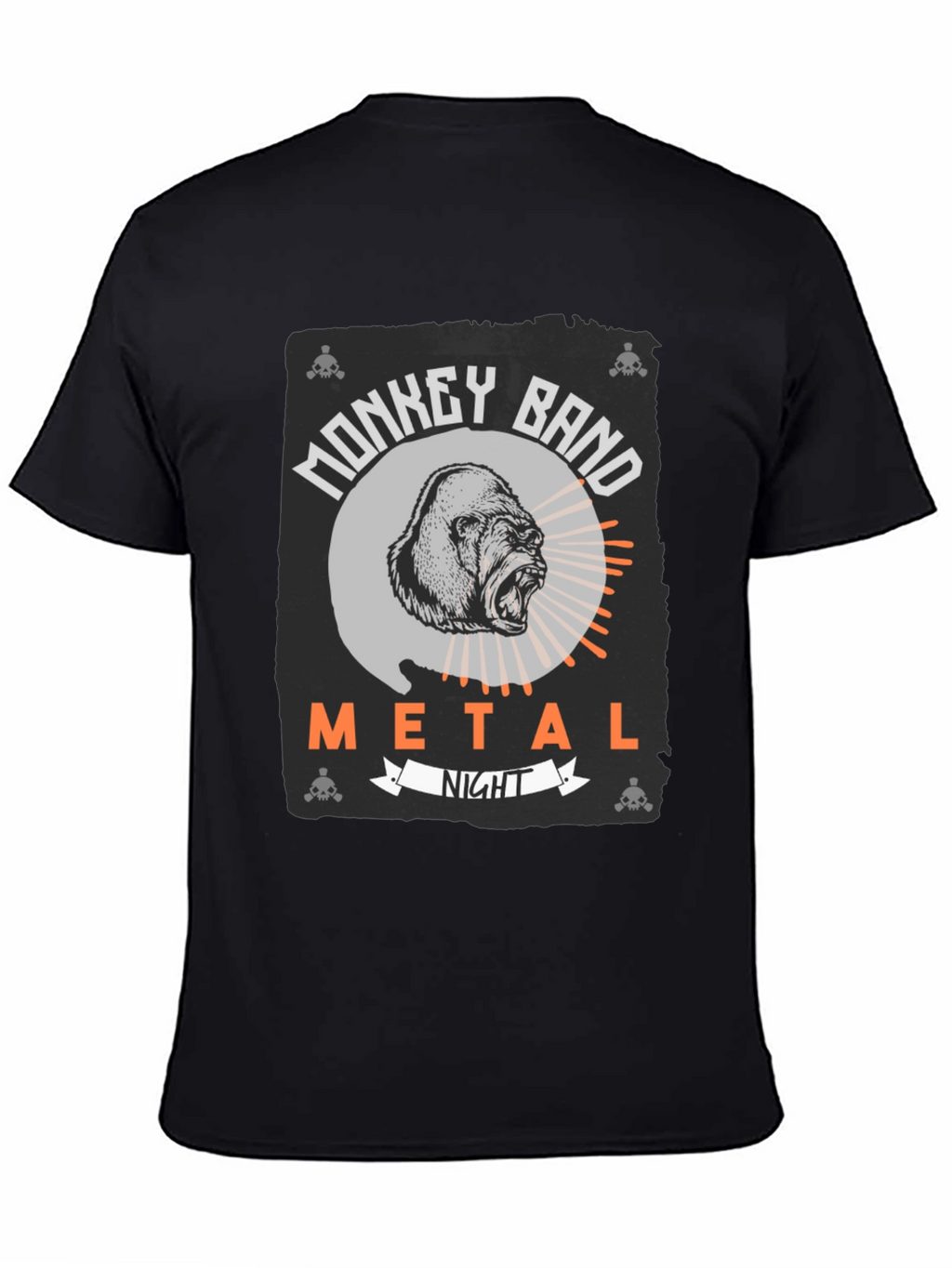 Monkey Band Metal Night Black Graphic T-Shirt