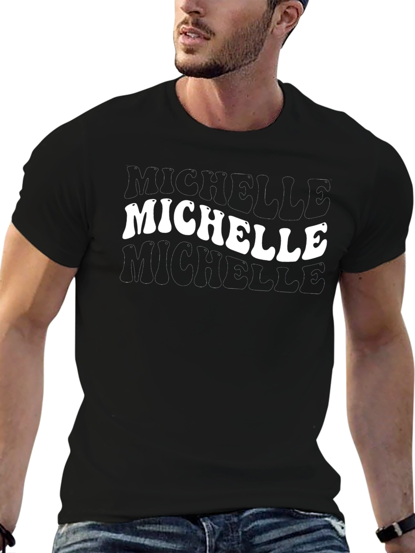 Michelle Retro Style Black T-Shirt